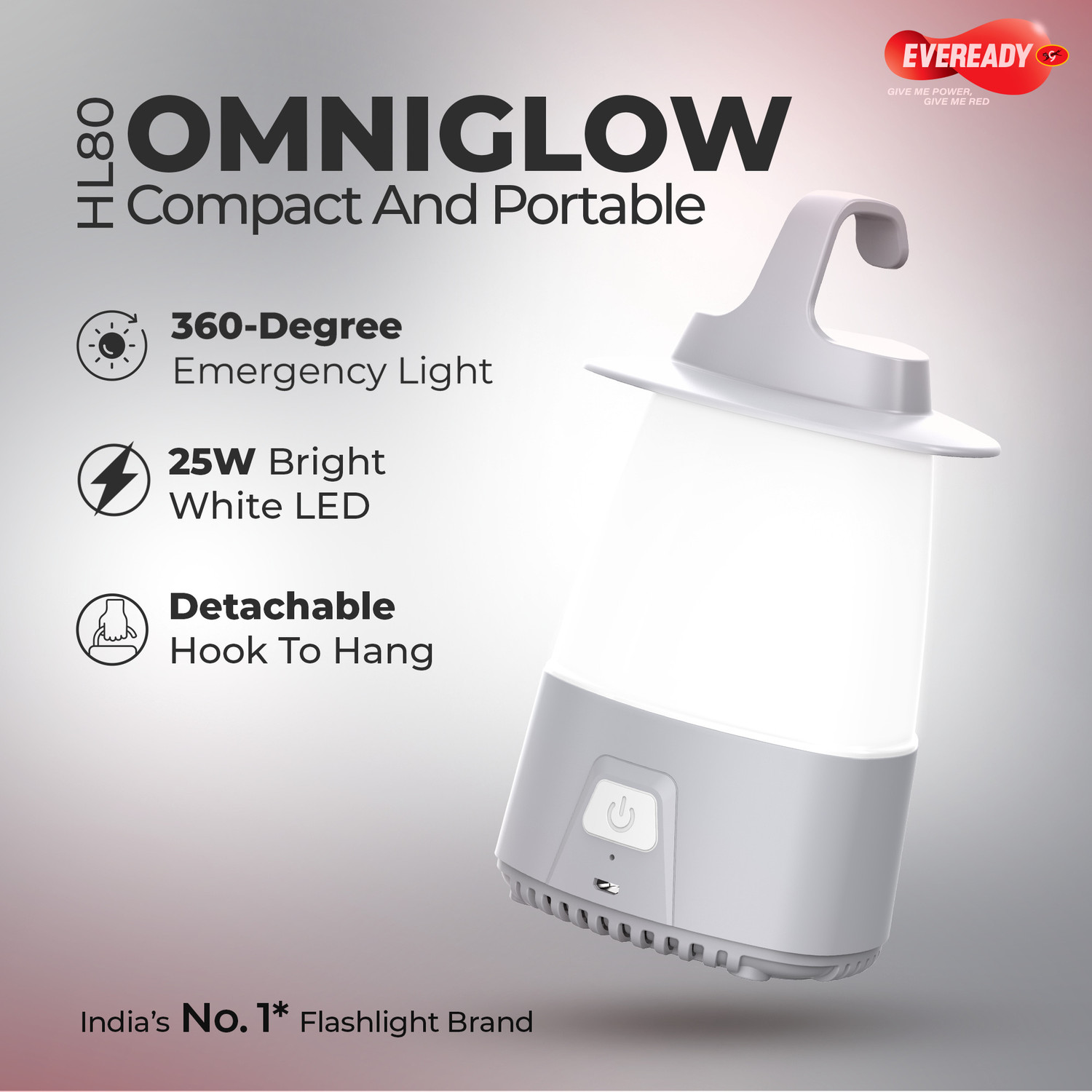 Image of EVEREADY Grey Plastic Hanging Lantern
