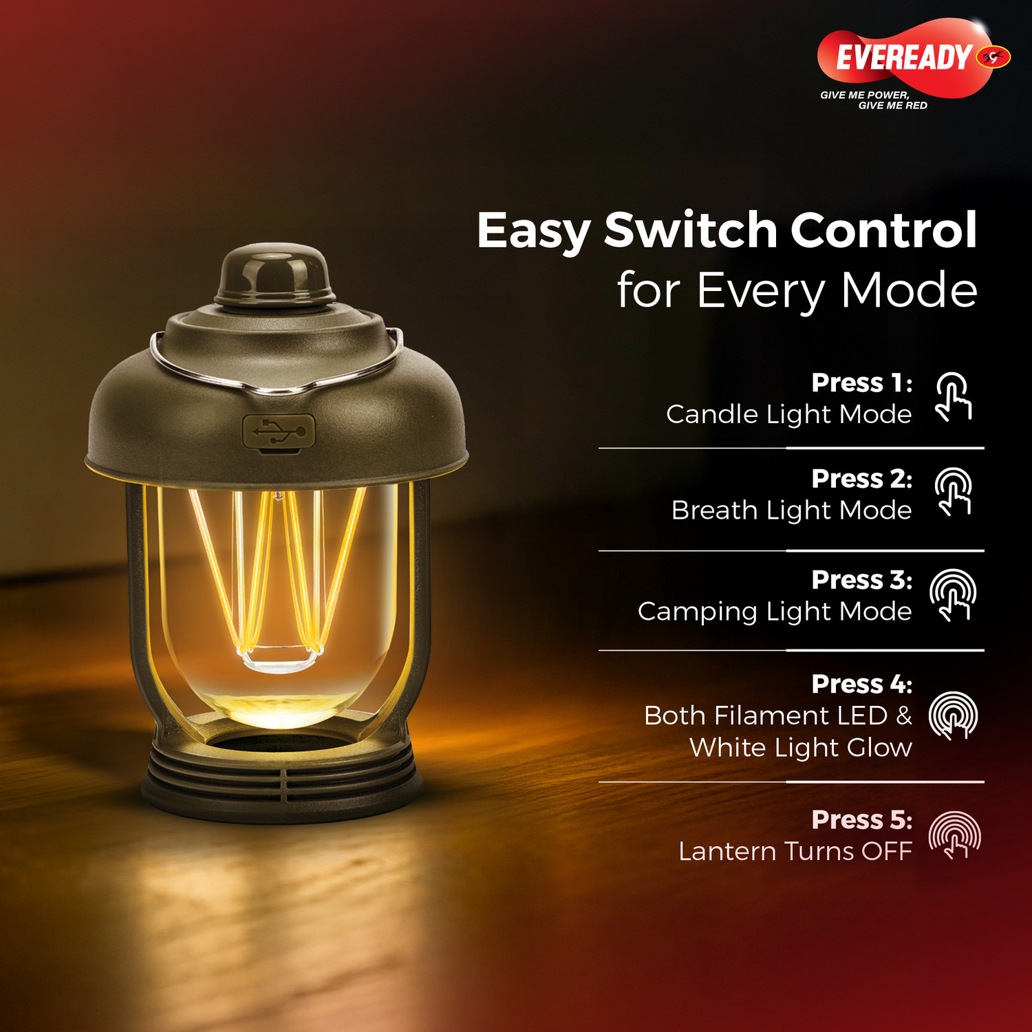 Image of EVEREADY Green Plastic Table Lantern