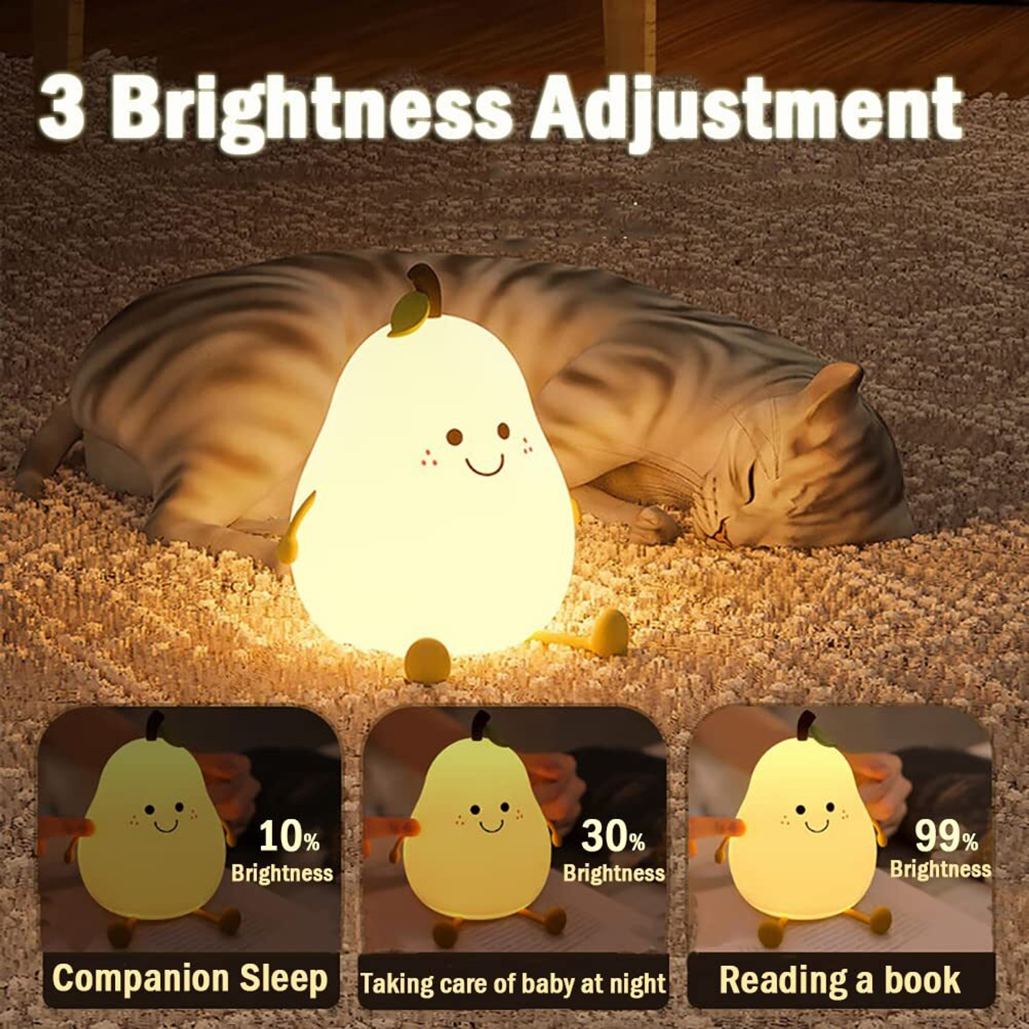 Image of NAIRO Kids LED Pear Lamp - Soothing Glow, Safe Silicone Material, Fun & Portable Light Night Lamp