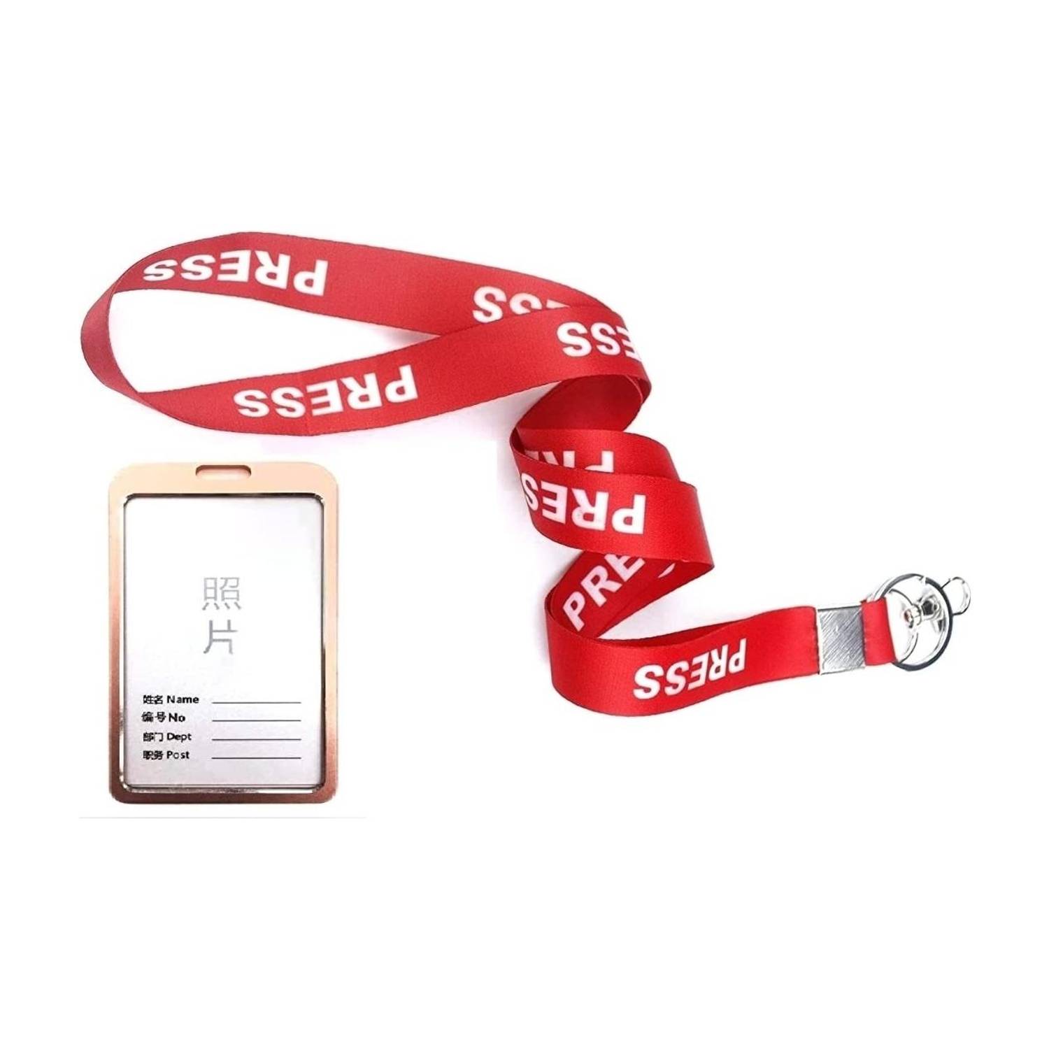 AmanGola Press Printed Ribbon, ID Card Holder/Badge with Scratch Guard for Office ID Card Lanyard