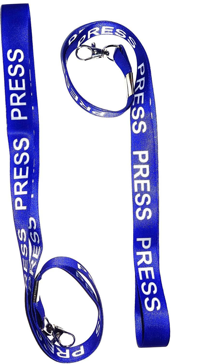 AmanGola Press Ribbon (BLUE) 20 mm (Pack of 2) Unisex Solid Strap Press Printed Lanyard