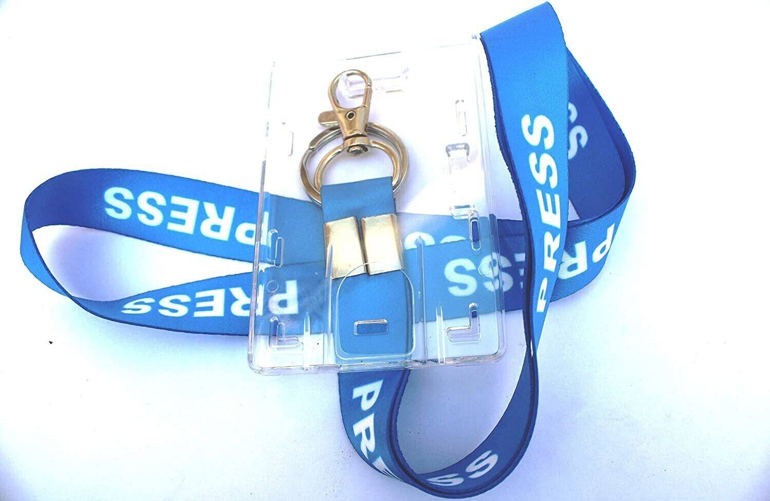 AmanGola Lanyard/Press Ribbon with id Card Holder(Blue) 20 mm Unisex Solid Strap Lanyard