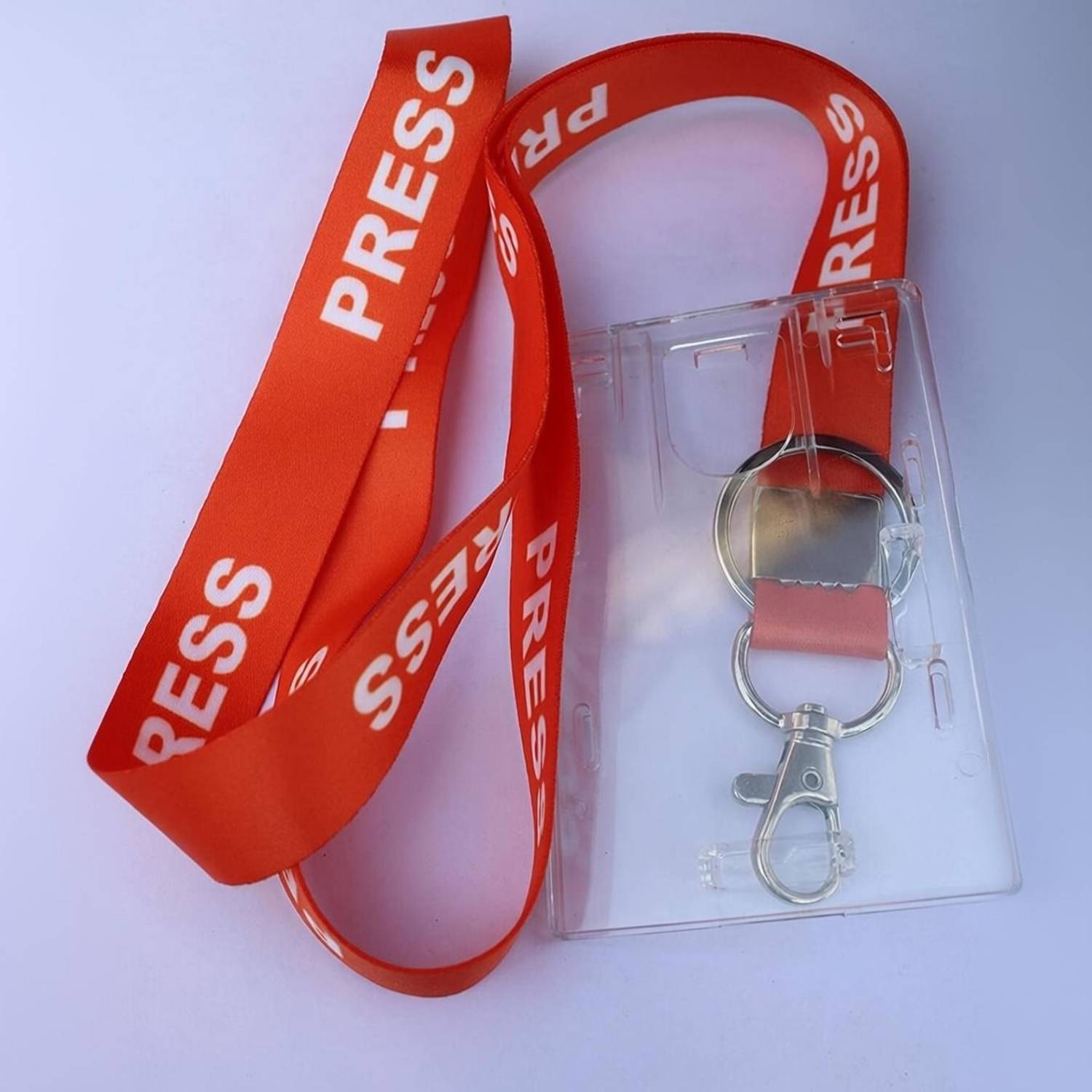 AmanGola Press Ribbon with id Card Holder(Orange) 20 mm Lanyard