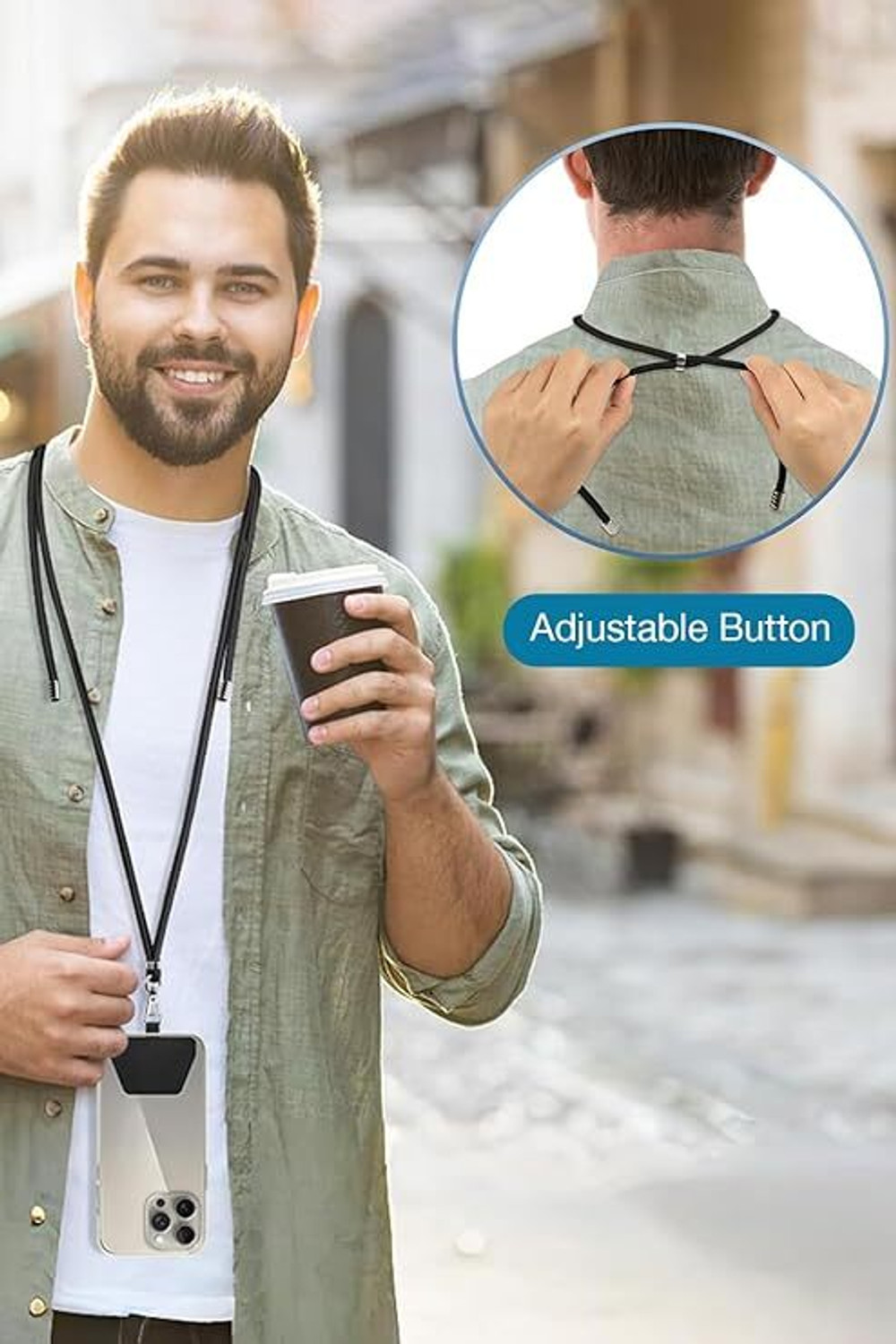 Image of He Hari Adjustable Phone Lanyard Crossbody with Phone Tabs Lanyard