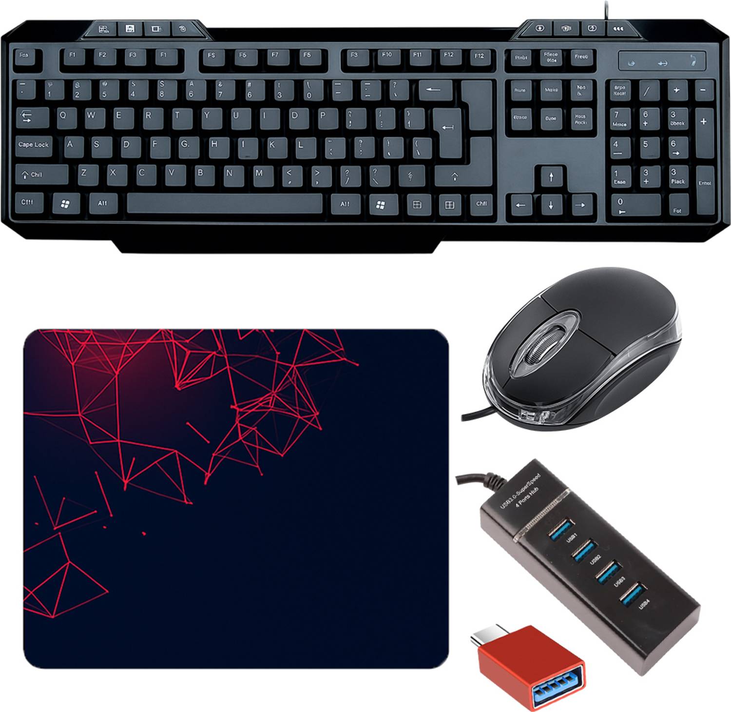 SKOG Mouse, Keyboard, Pad, USB Hub Combo Set - Image 1
