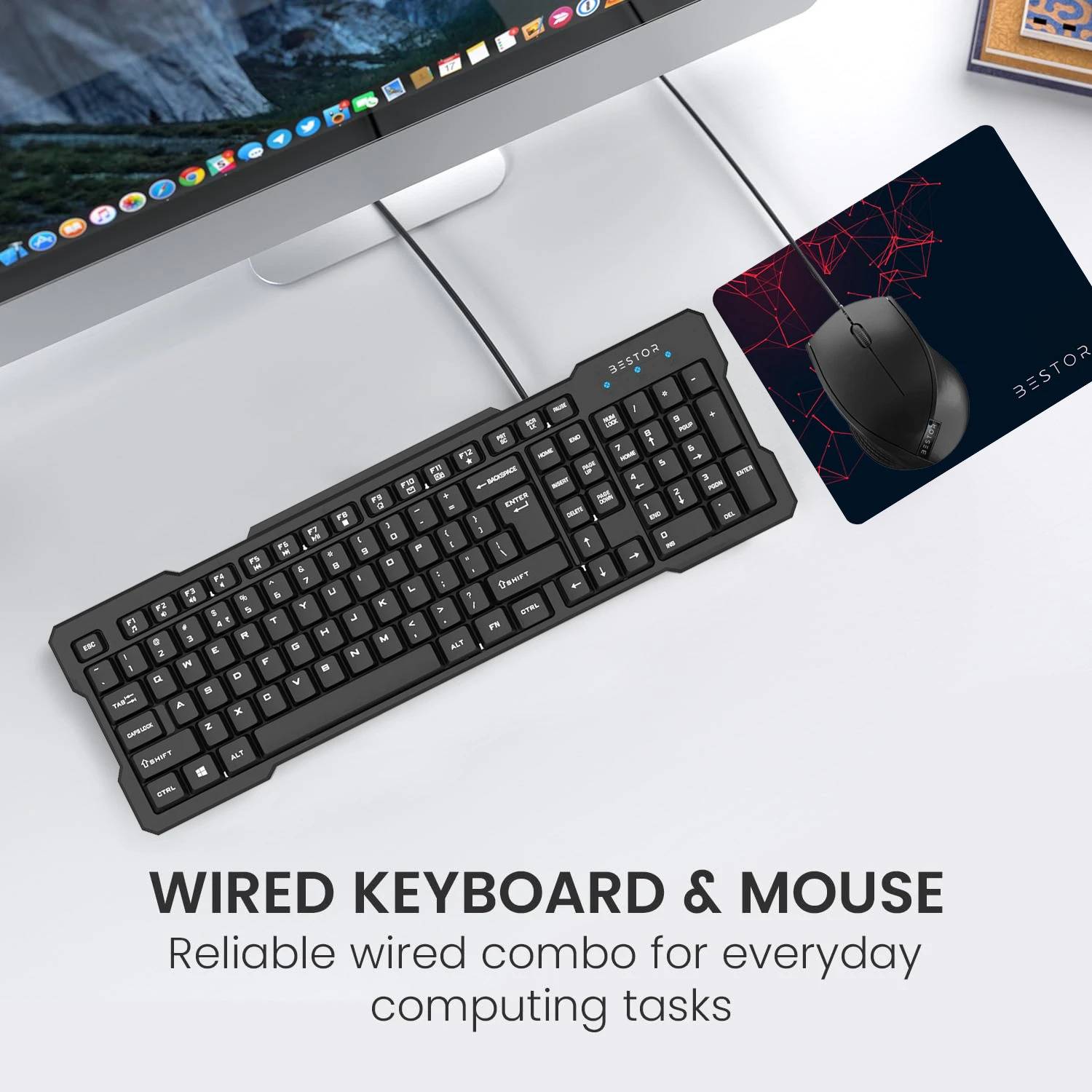 Bestor 5-Piece Combo: Keyboard, Mouse, Mouse Pad, Type-C Pack of 5 - Image 5