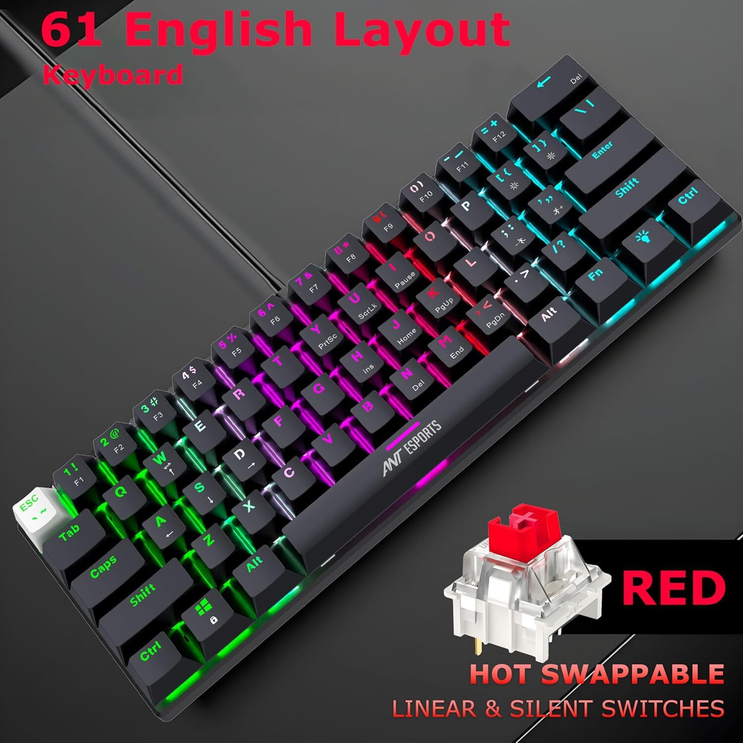 Image of Ant Esports Thunder 10 Wired Mechanical Gaming Keyboard Mouse Combo Set