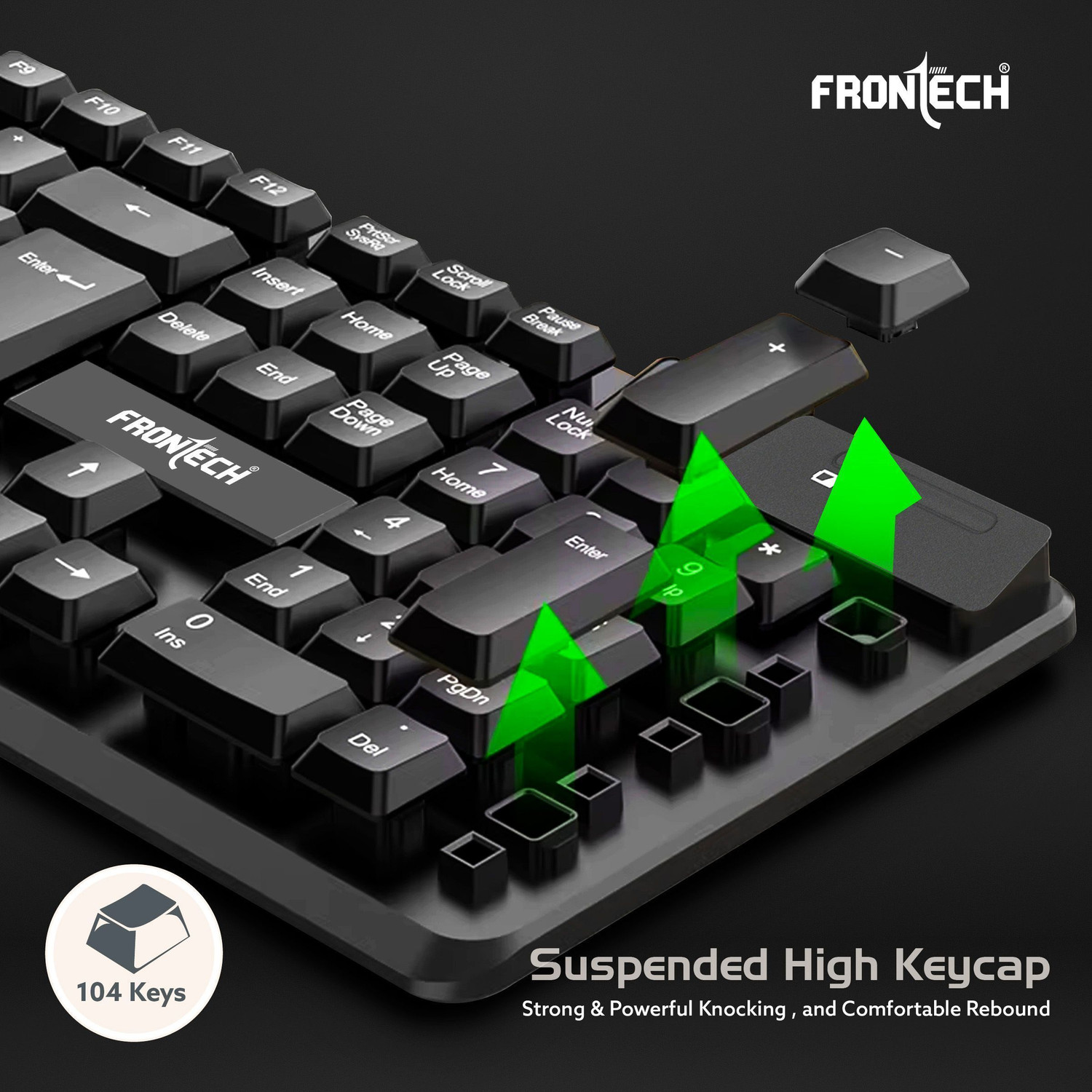 Image of Frontech Wireless Keyboard & Mouse Combo | 2.4GHz | 1600 DPI | 104 Keys | Power Saving | Combo Set