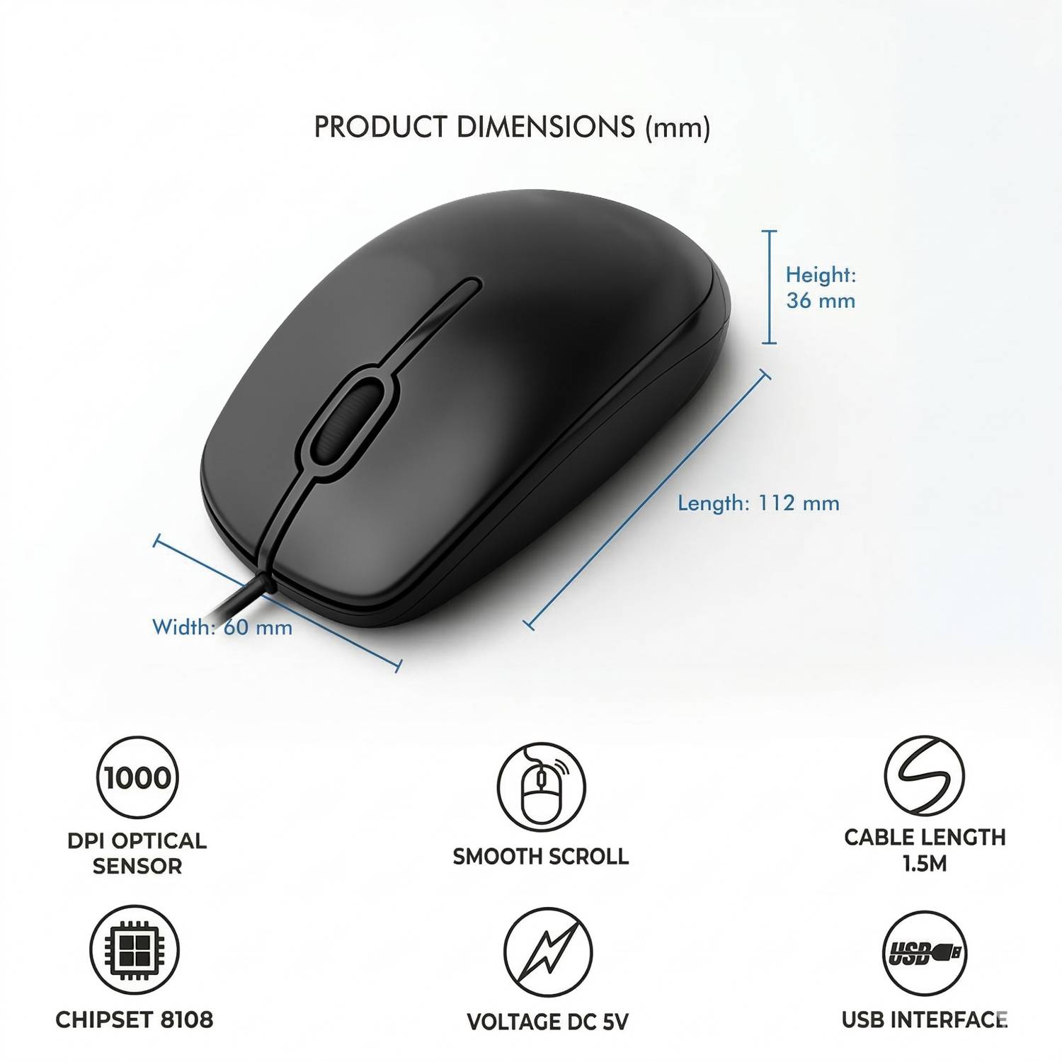 Henture Keyboard Mouse Combo with OTG USB Hub - Image 3