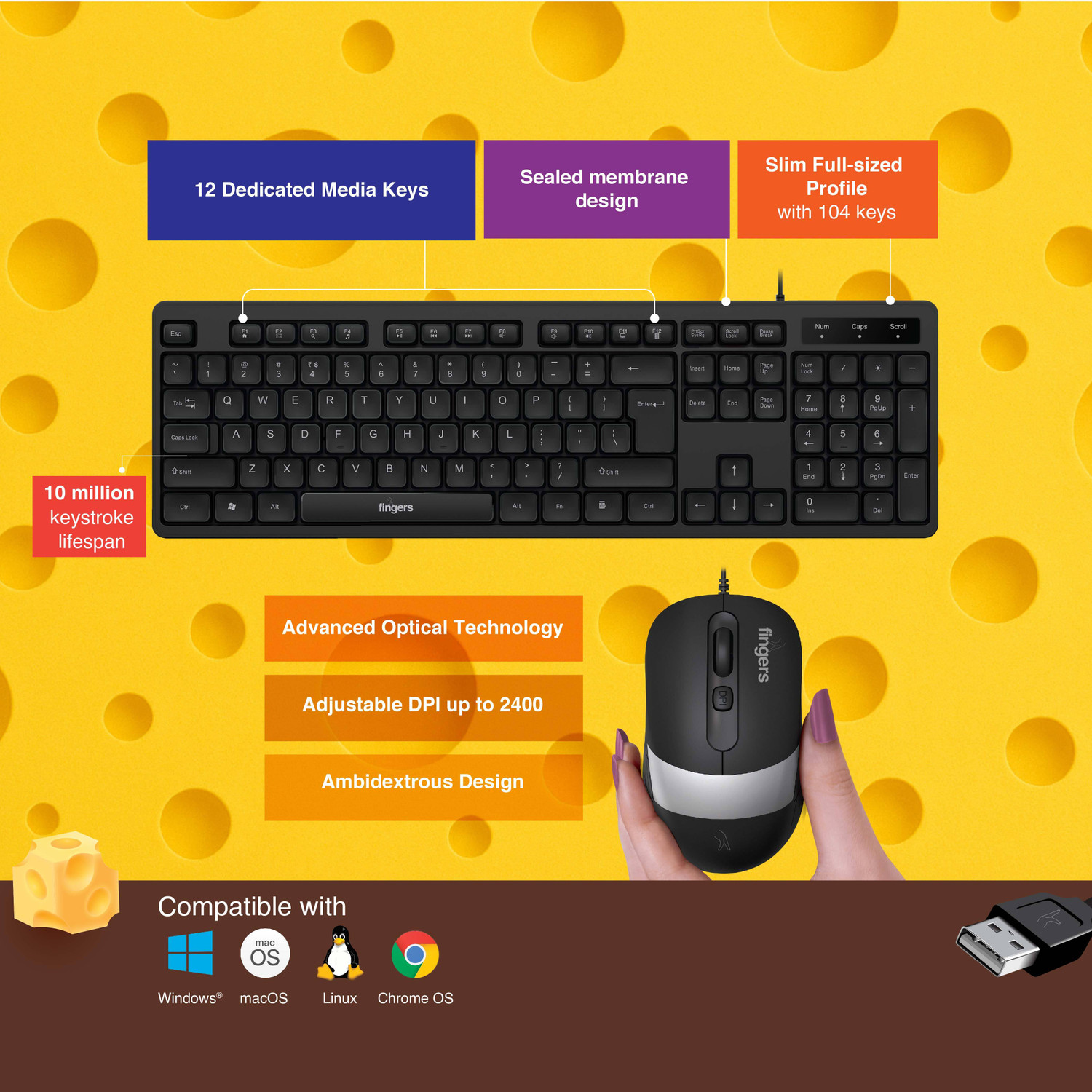 Image of FINGERS CheesyDuo-D3 With Mouse Combo Set