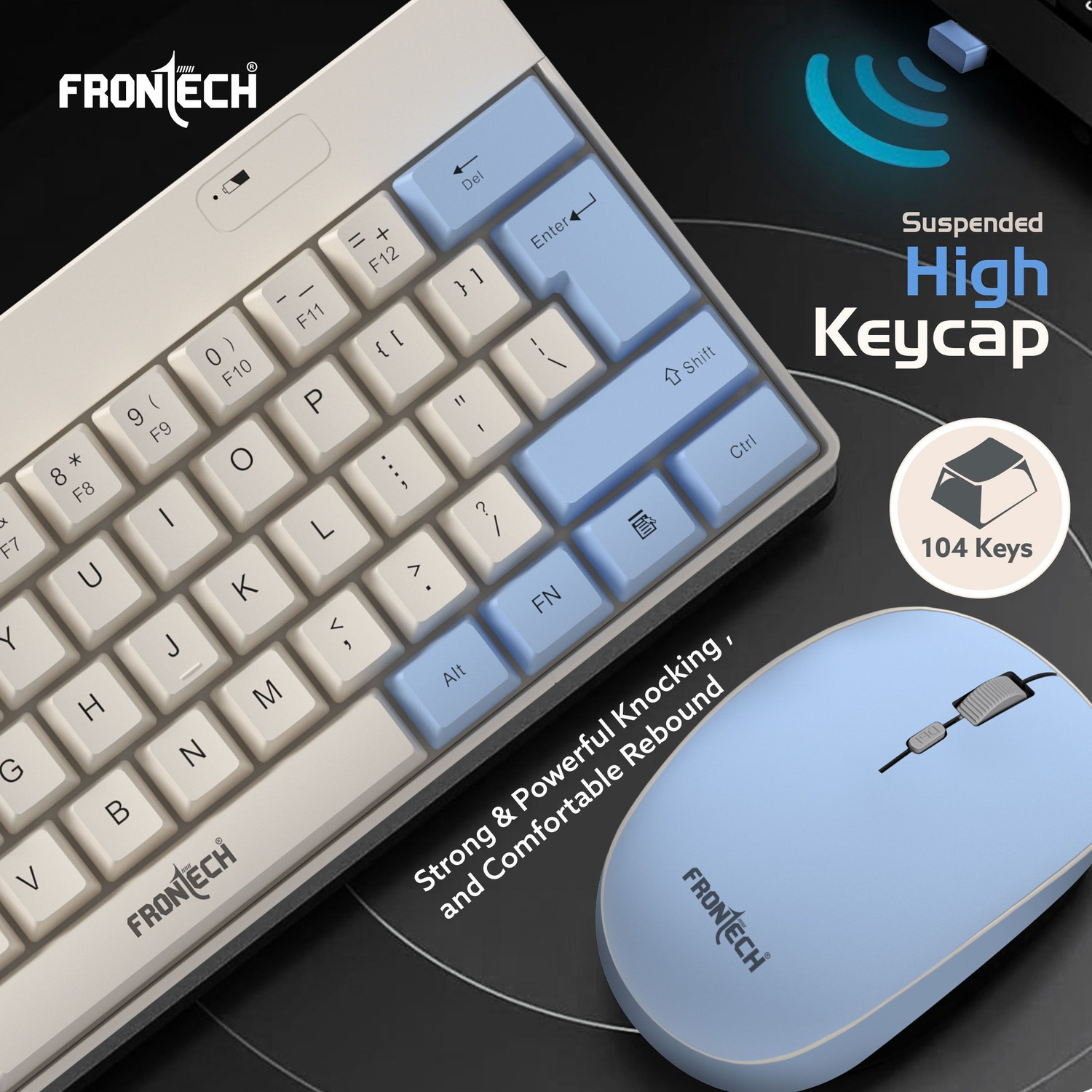 Image of Frontech Wireless Keyboard and Mouse Combo | 2.4GHz | 61-Key Compact Layout | 1600 DPI | Combo Set