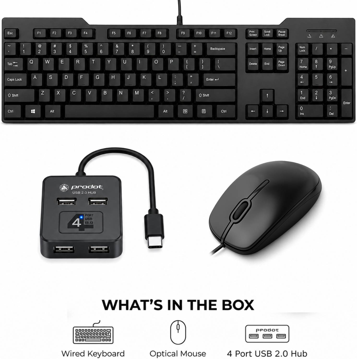 Henture Keyboard Mouse Combo with OTG USB Hub - Image 5