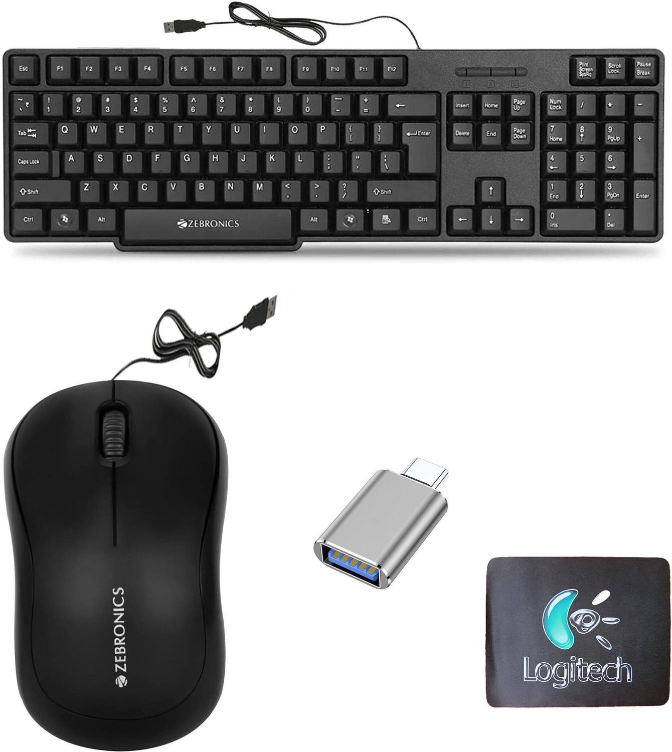 Mophonics K20 Keyboard, Comfort Mouse, MousePad, C-OTG,.(Set of 4). Combo Set