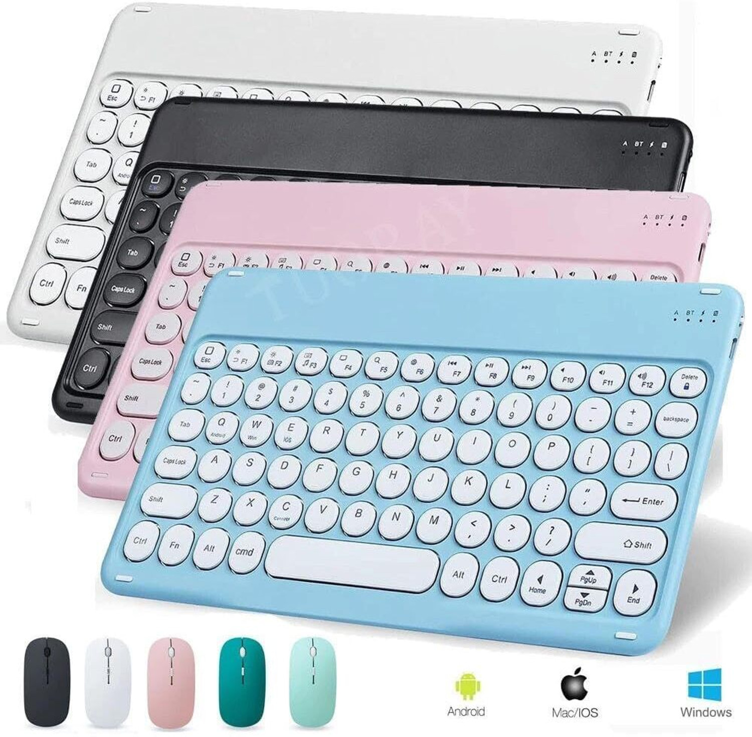 Image of JANSY Wireless Bluetooth Keyboard and Mouse Combo, Multicolour Portable Slim Combo Set