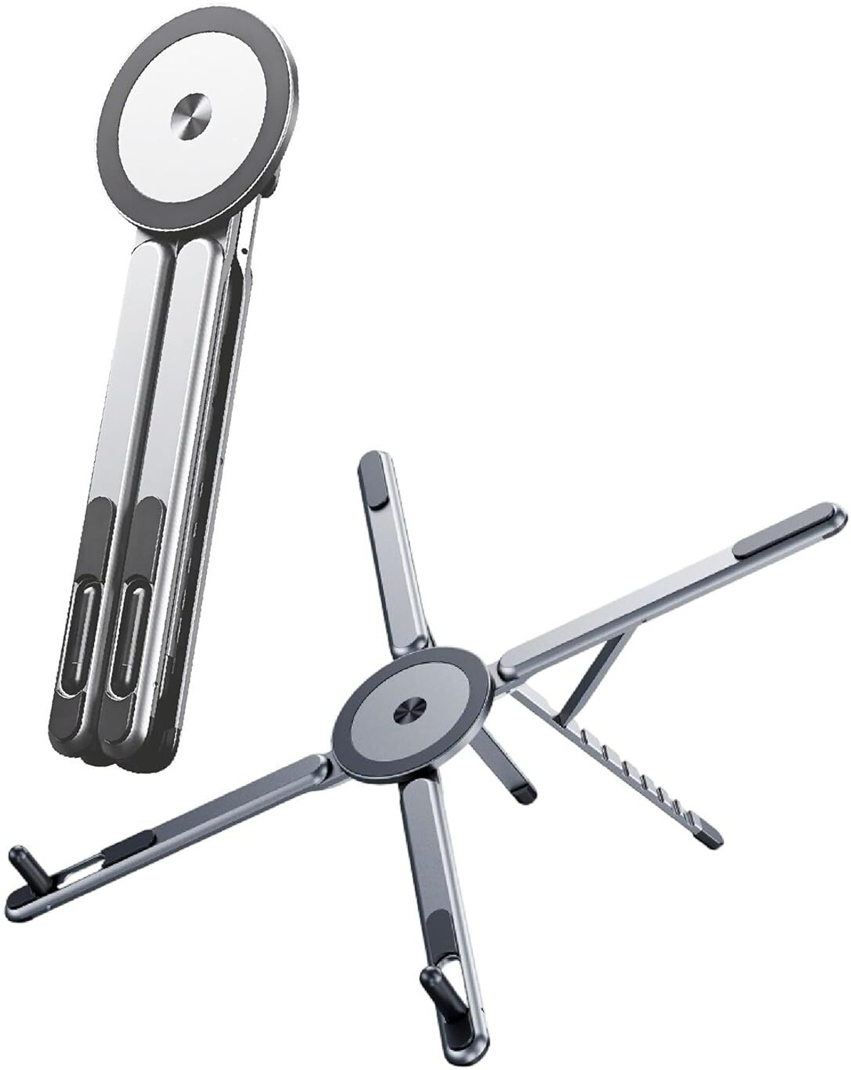 Image of 4MADSFASHION Adjustable Laptop Stand | Magnetic Phone Holder Tripod for MagSafe MDS11 Aluminium Floor Stand Laptop Stand with Adjustable Height Compatible with Universal Laptops