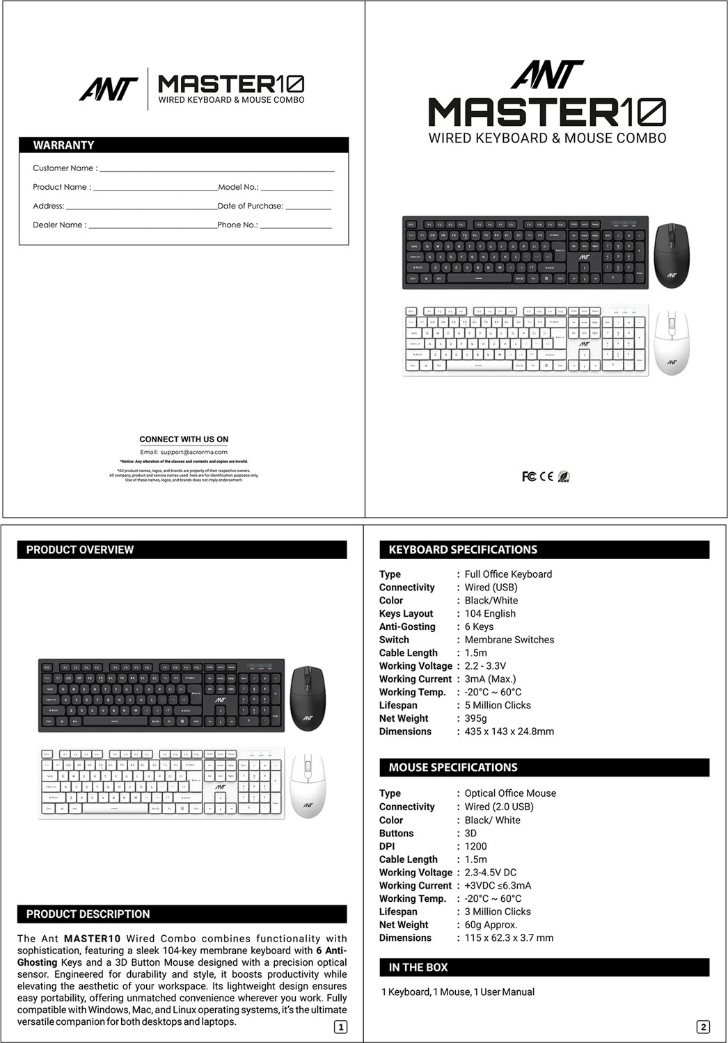 Image of Ant Master 10 Wired Keyboard & Mouse Combo Combo Set
