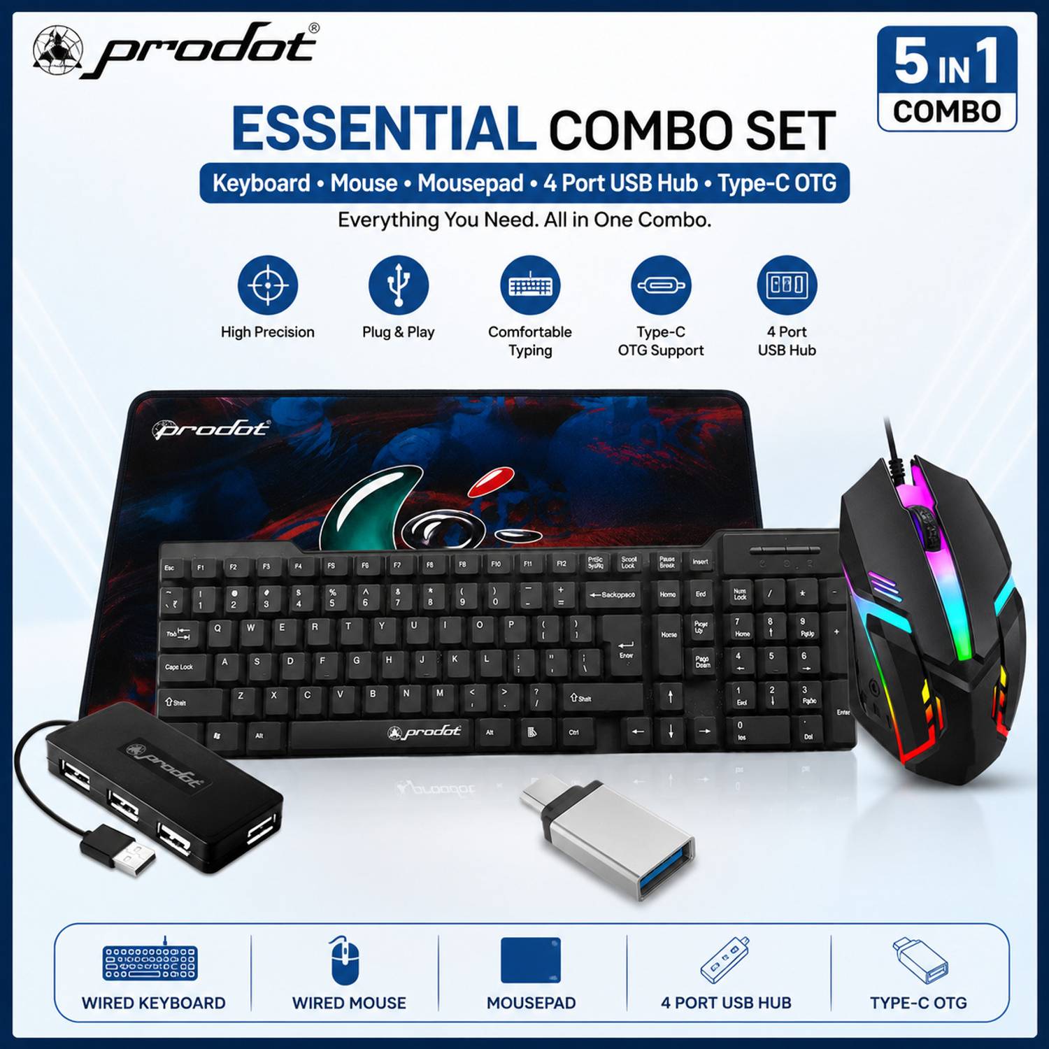 PRODOT 5-in-1 Computer Accessories Combo Set - Image 1