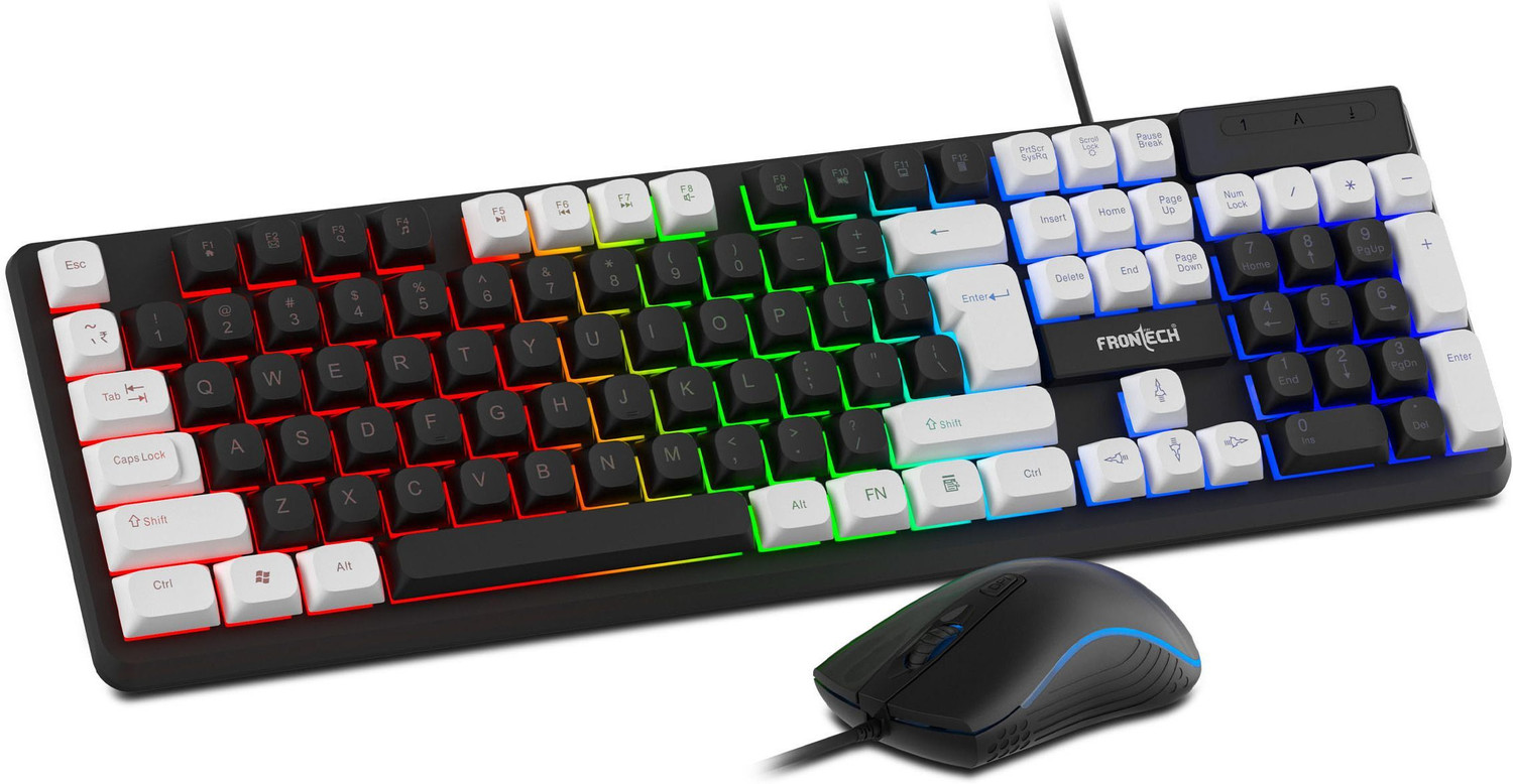 Image of Frontech Quantum Striker Gaming Combo | Rainbow Backlit | 2400 DPI | 104 Keys | Combo Set