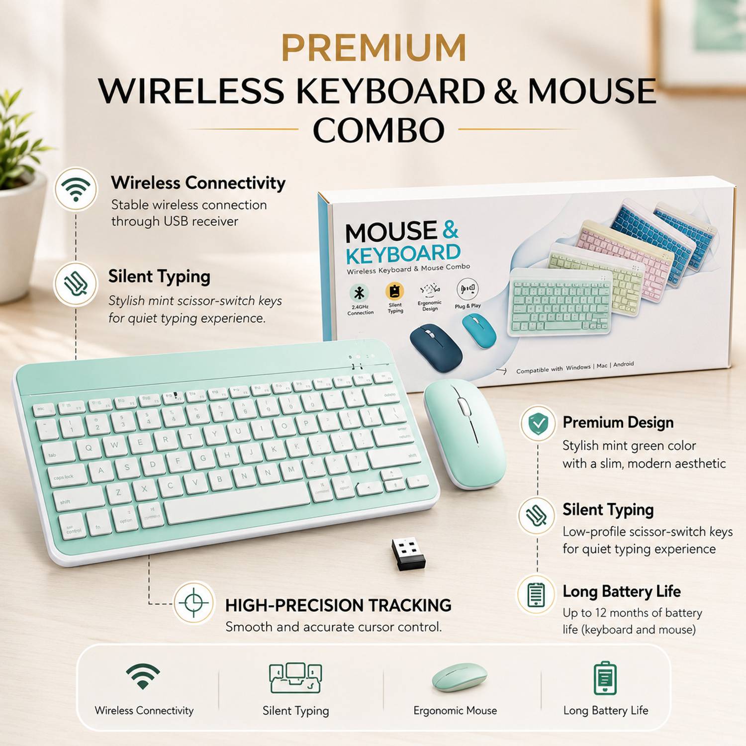 deved Rechargeable Wireless Keyboard Mouse Set - Image 2