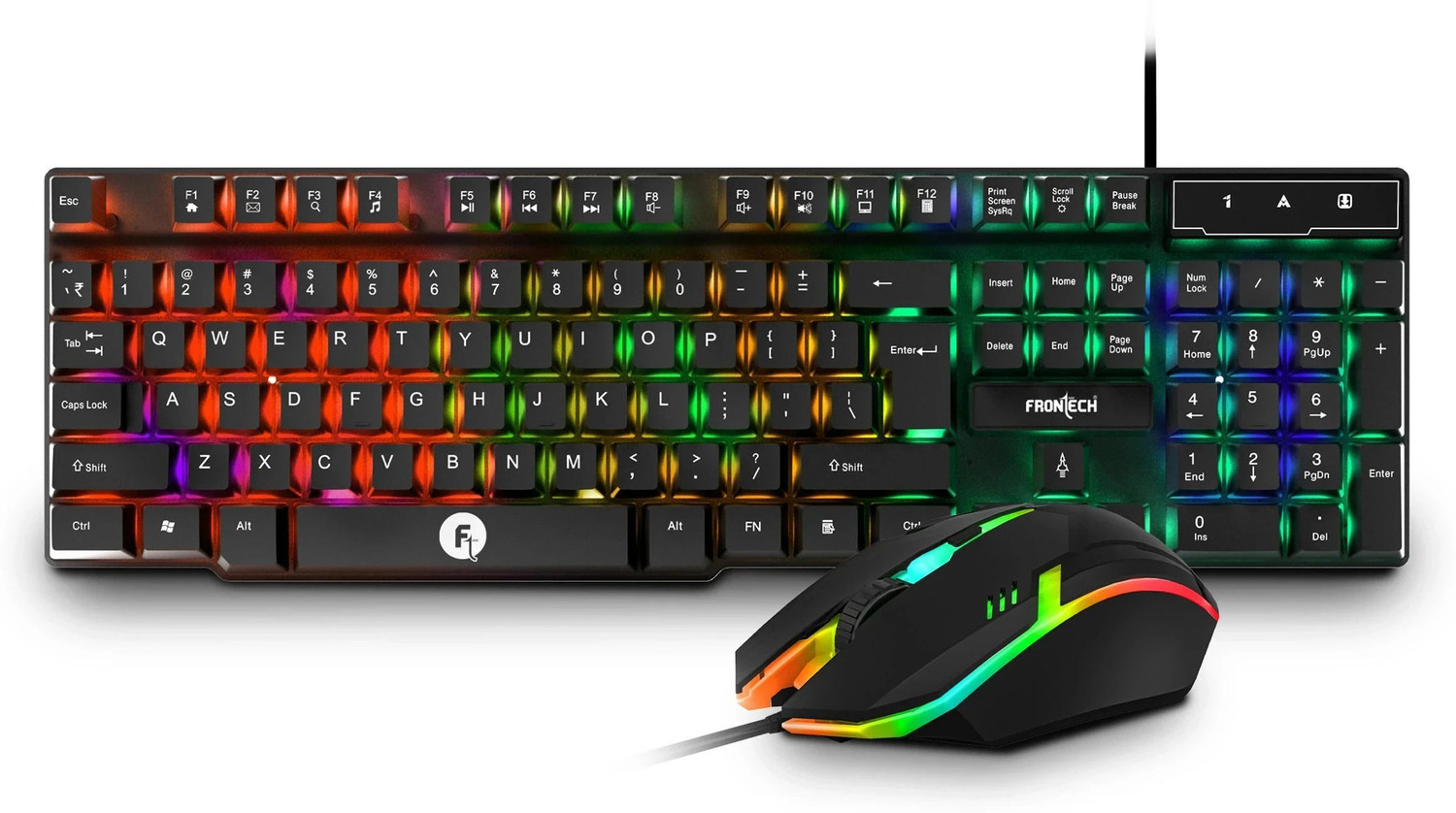 Image of Frontech KB-0040 Wired Gaming Combo Keyboard and Optical Mouse| RGB Backlight | 104 Keys Combo Set
