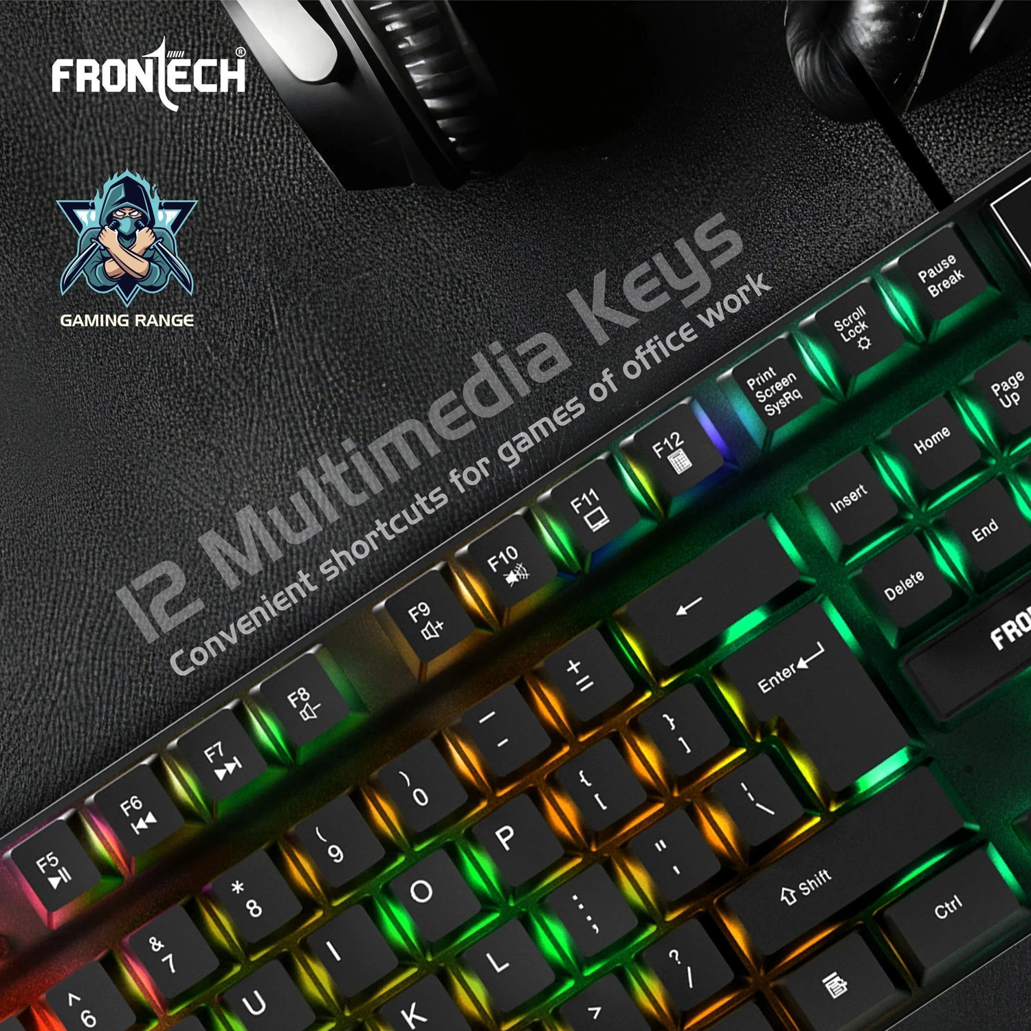 Image of Frontech KB-0040 Wired Gaming Combo Keyboard and Optical Mouse| RGB Backlight | 104 Keys Combo Set