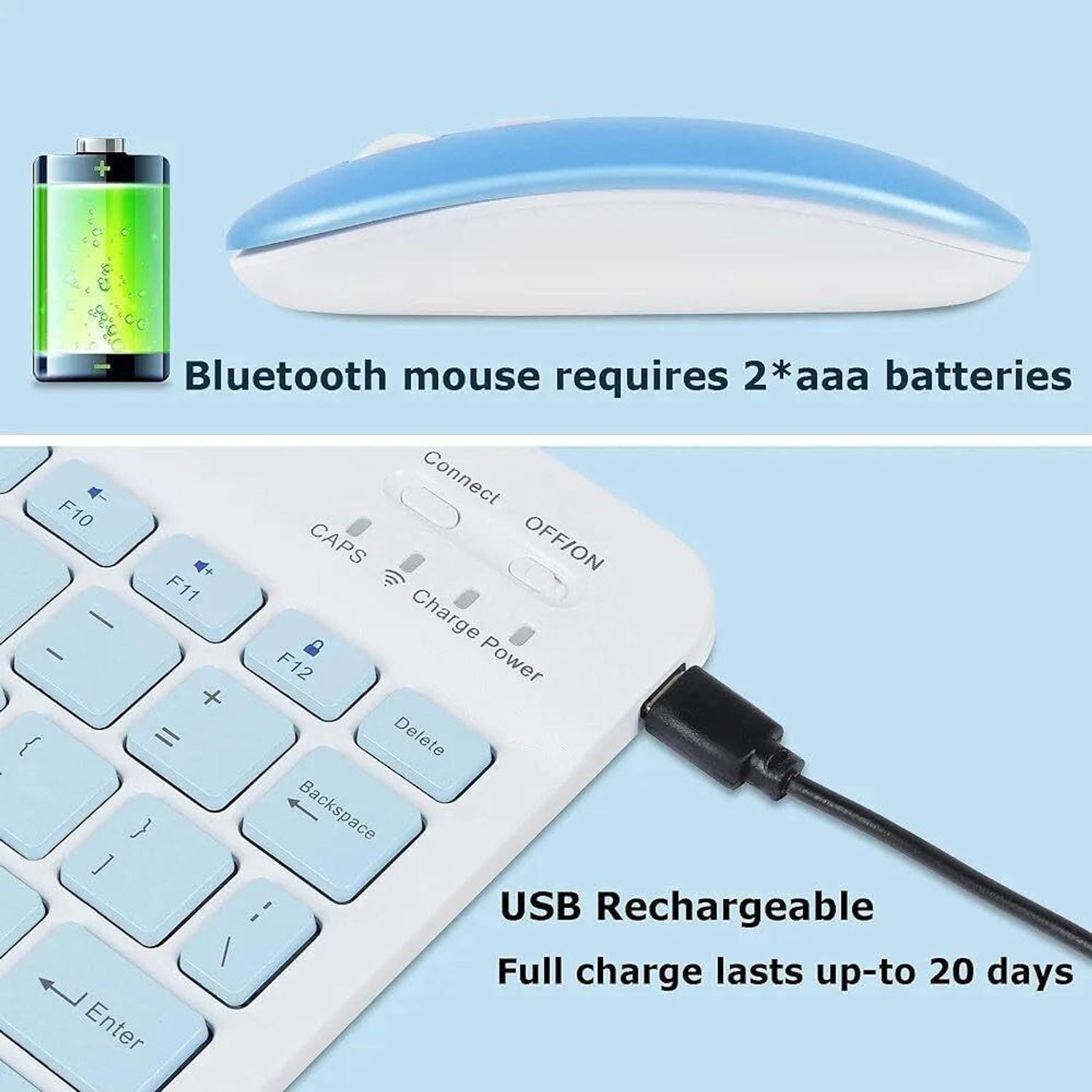 Image of JANSY Wireless Bluetooth Keyboard and Mouse Combo, Multicolour Portable Slim Combo Set