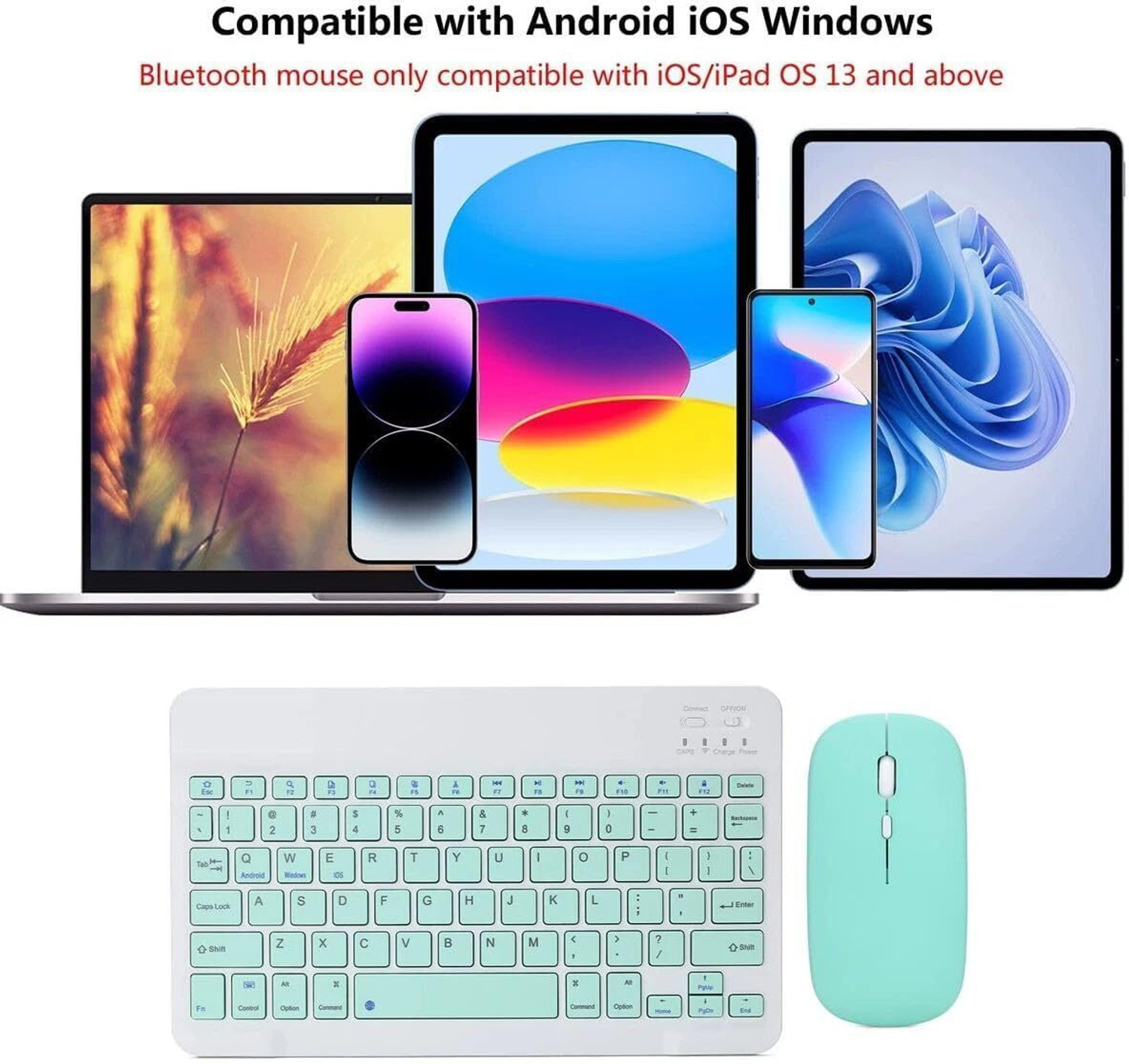 Image of JANSY Wireless Bluetooth Keyboard and Mouse Combo, Multicolour Portable Slim Combo Set