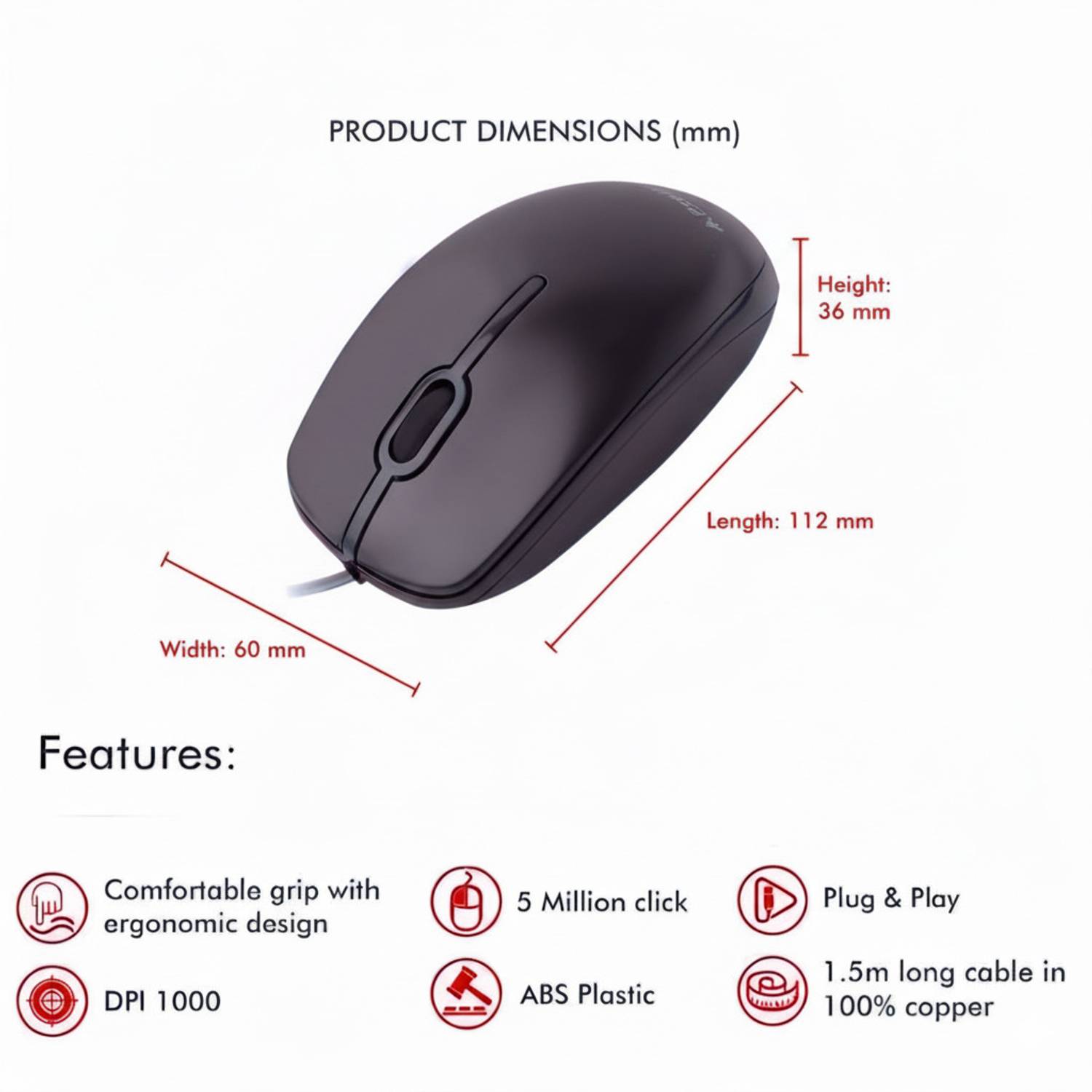 Henture 5-in-1 Gaming Keyboard Mouse Combo with USB Hub OTG Cable - Image 3