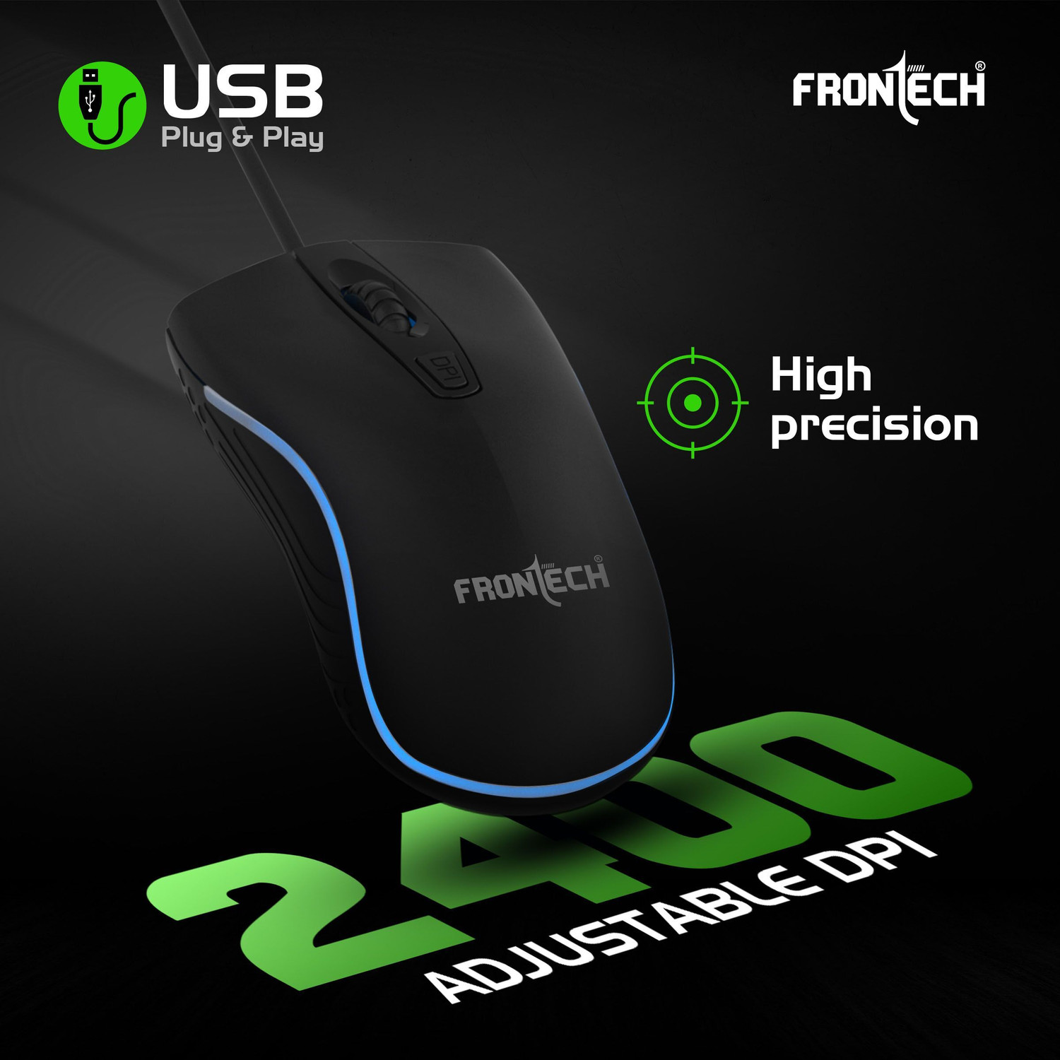 Image of Frontech Quantum Striker Gaming Combo | Rainbow Backlit | 2400 DPI | 104 Keys | Combo Set