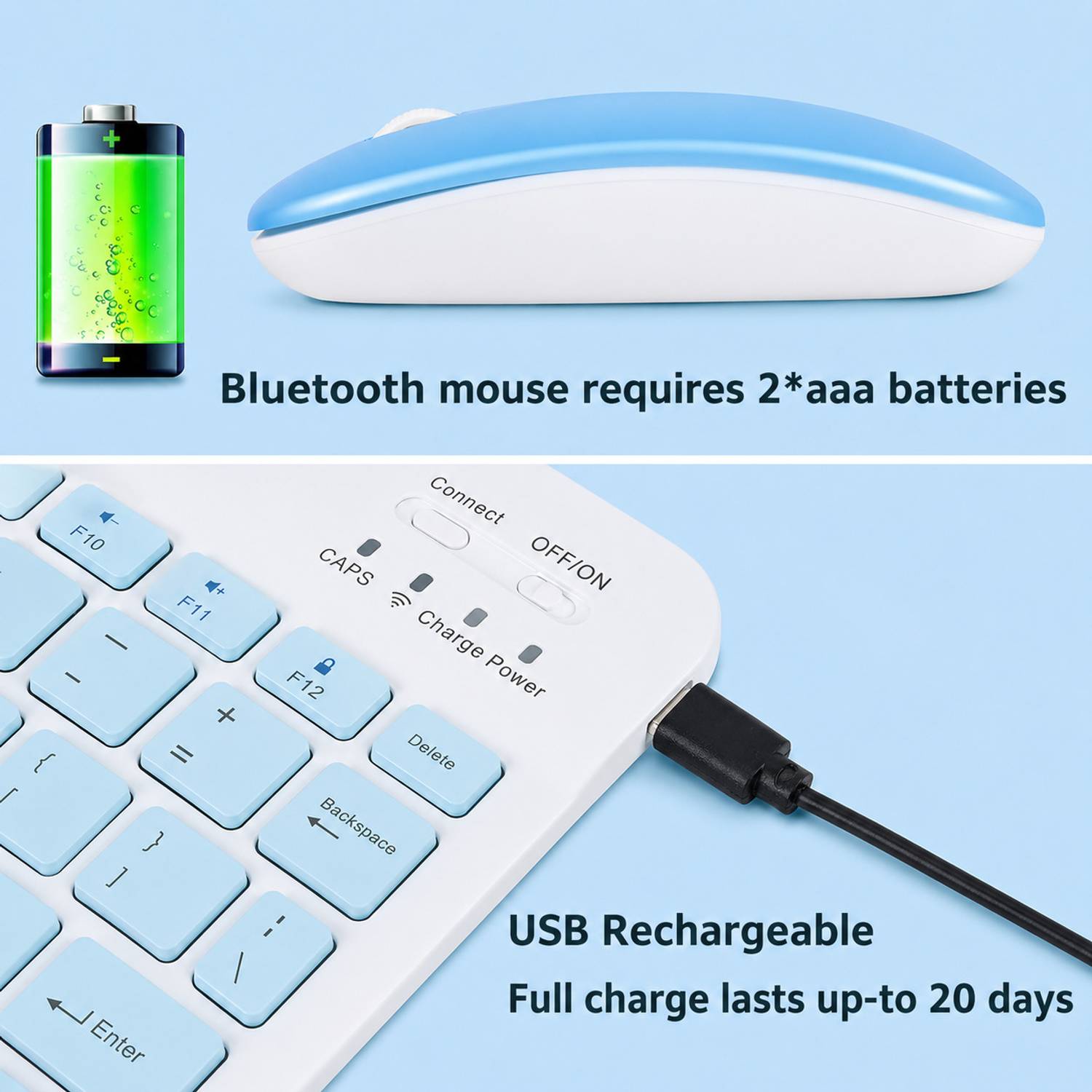 deved Rechargeable Wireless Keyboard Mouse Set - Image 3