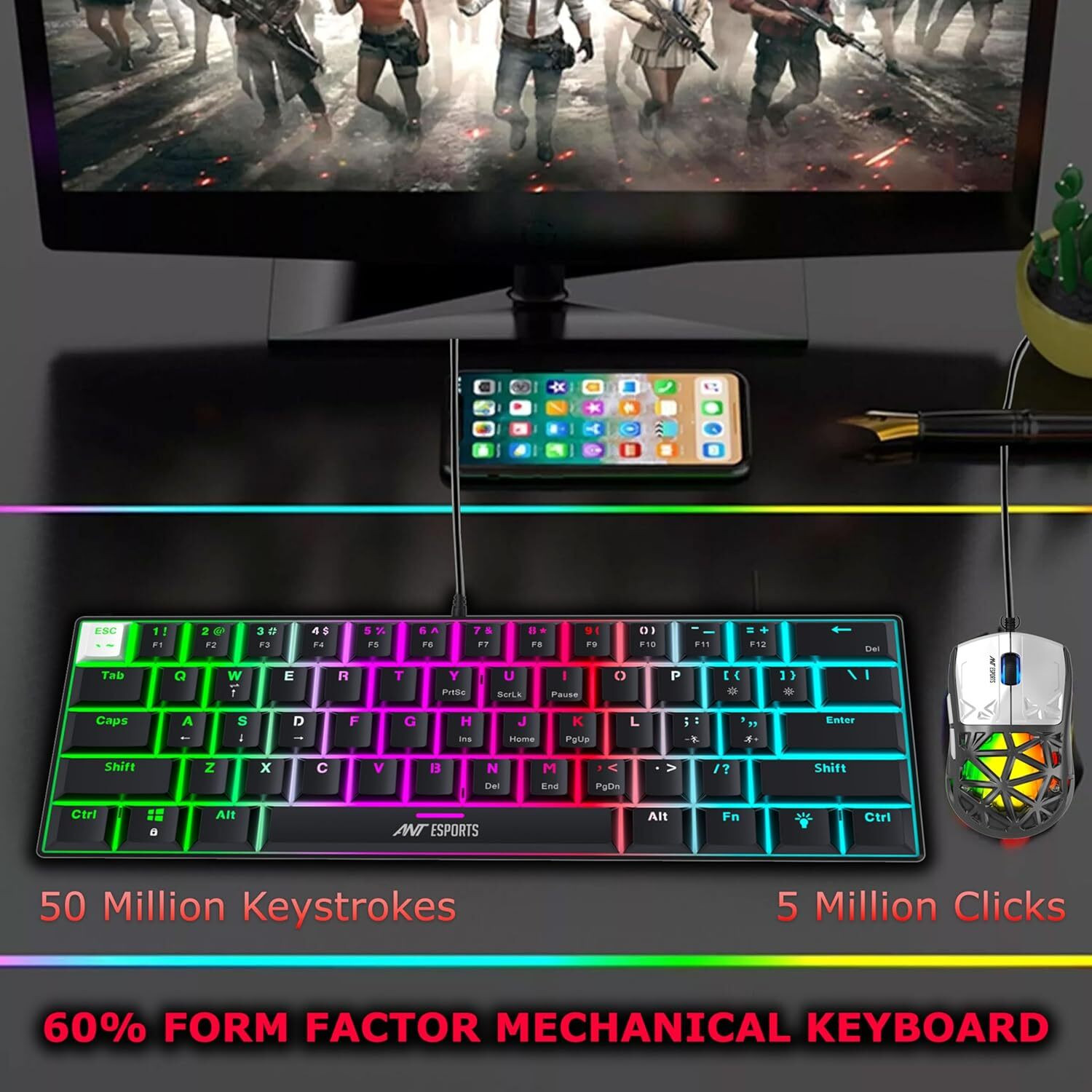 Image of Ant Esports Thunder 10 Wired Mechanical Gaming Keyboard Mouse Combo Set