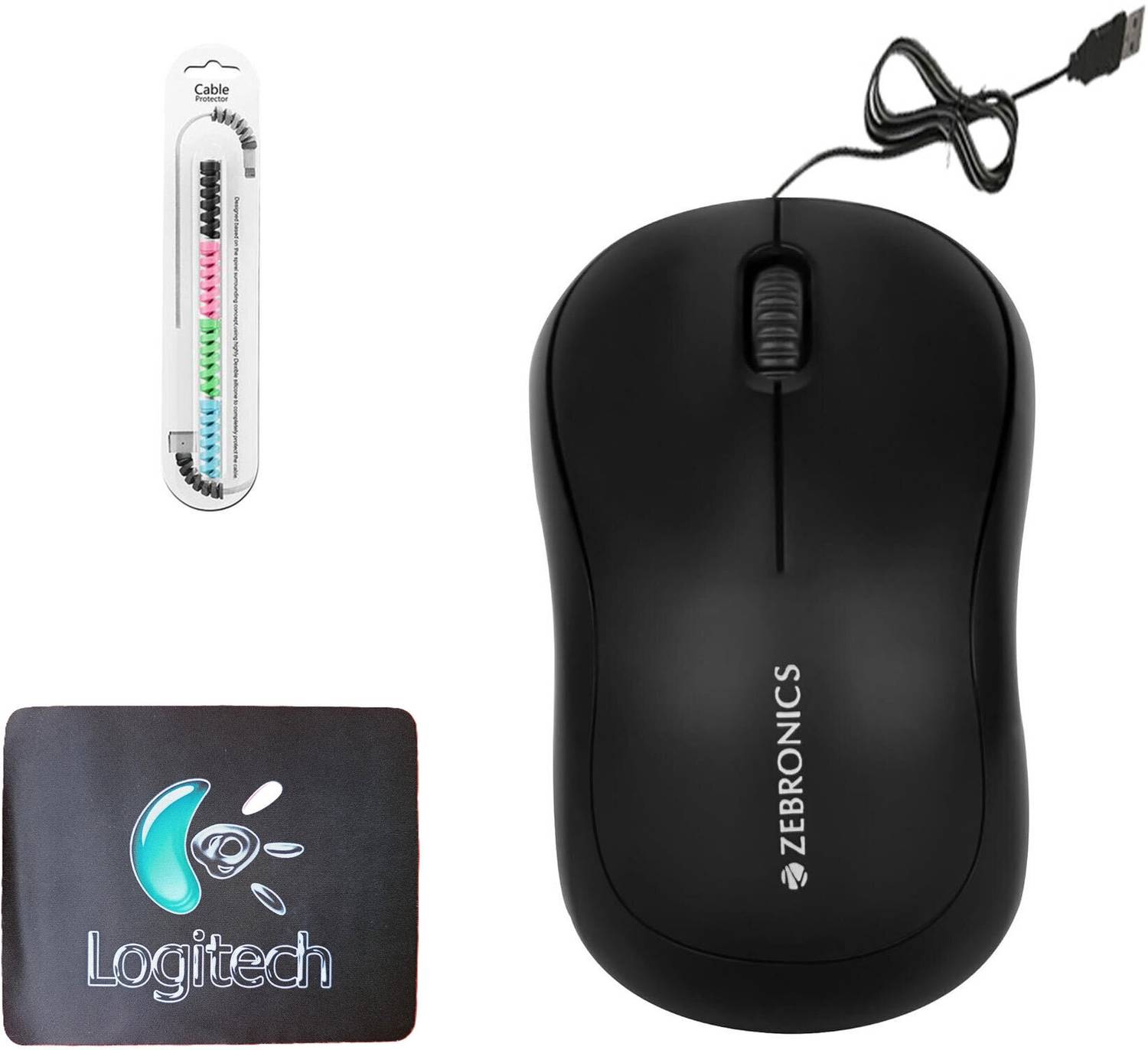 Mophonics Comfort Mouse, Mouse Pad, Cable Protector (Set of 3) Combo Set