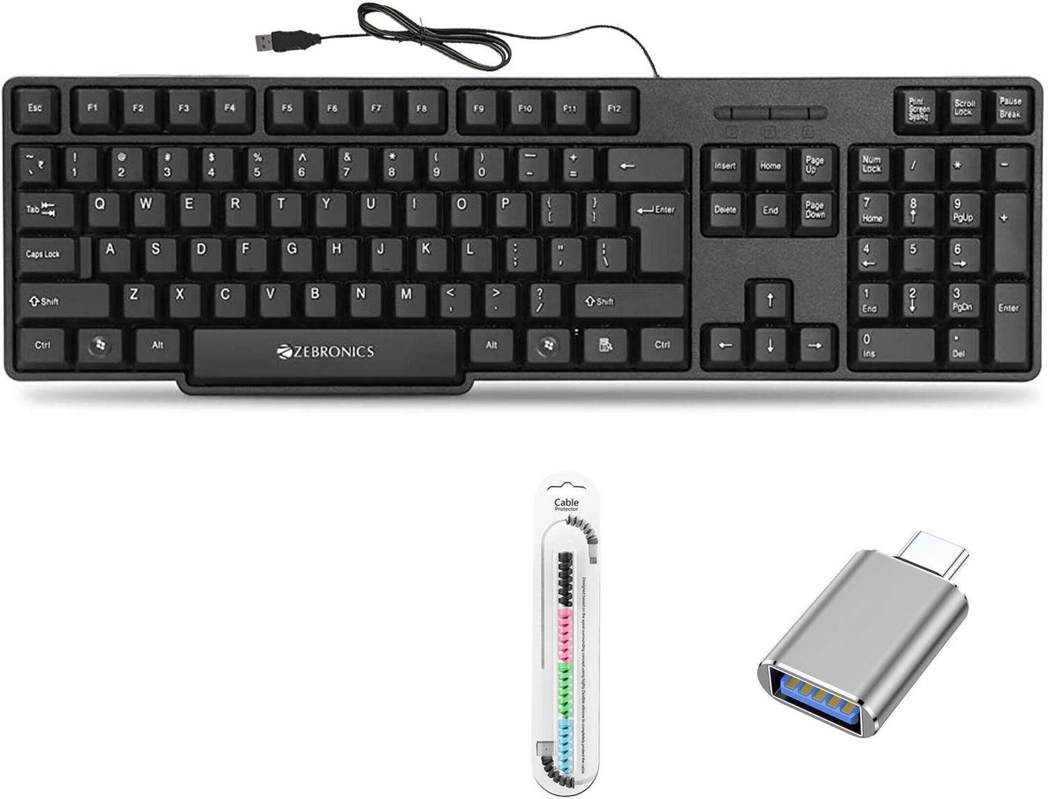Mophonics K20 Keyboard, C-OTG, Cable Protector (Set of 3) Combo Set