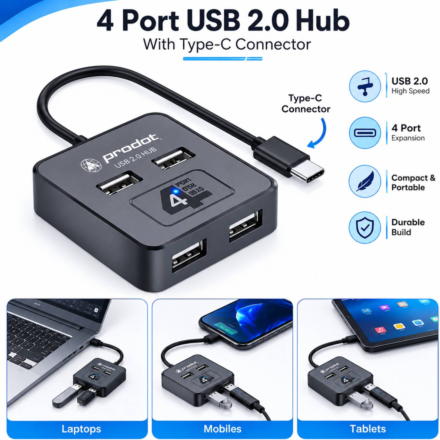 Henture Keyboard Mouse Combo with OTG USB Hub - Image 4