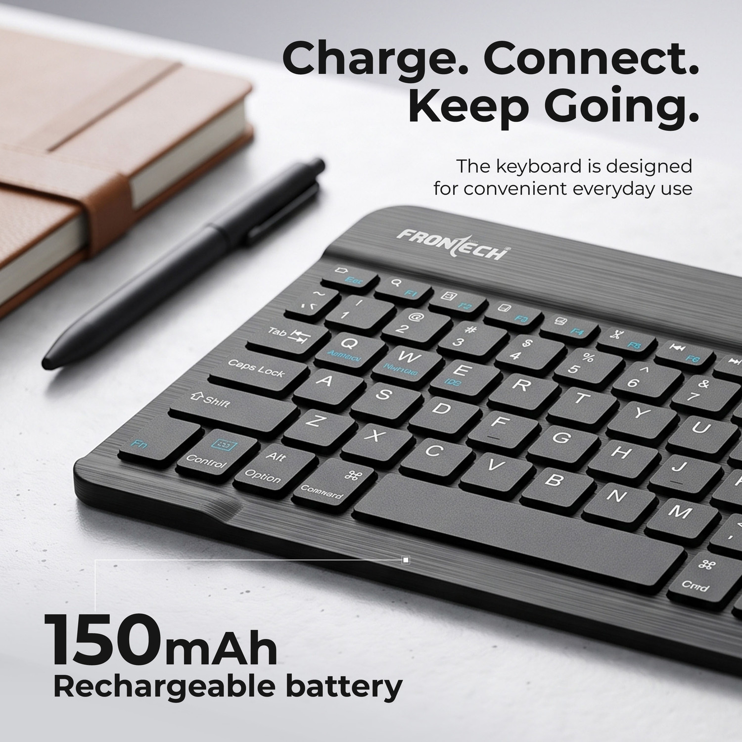 Image of Frontech Wireless Mini Keyboard & Mouse Combo, BT 5.2, 78 Keys, Rechargeable Battery, Combo Set (Black)