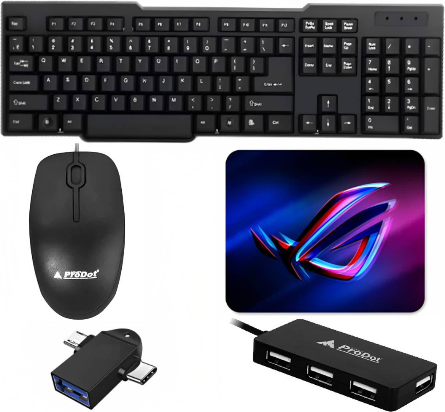 Henture Prodot Keyboard, Mouse, USB Hub Combo Set