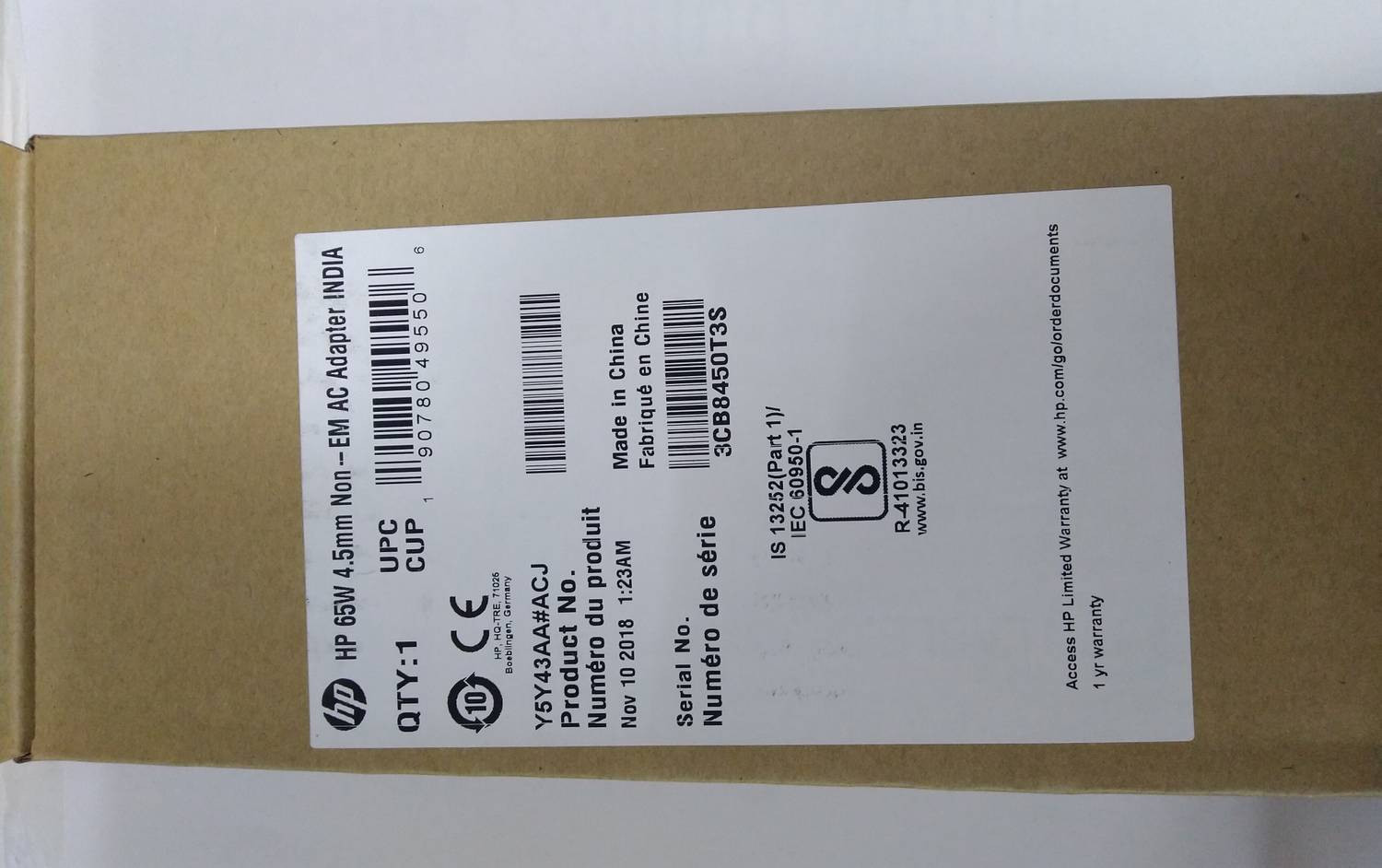 Image of HP ( Blue Pin ) Original Laptop Charger 65W 19.5V 3.33A 65 W Adapter