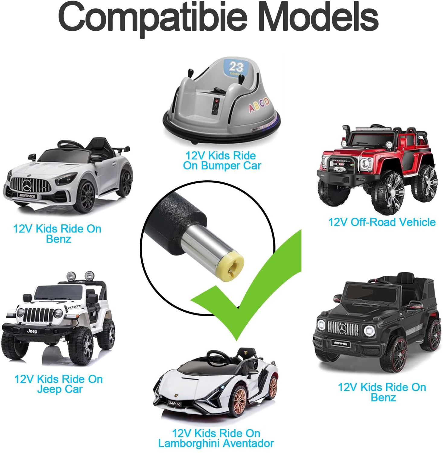 Image of BALRAMA (With Auto Cut) Kids Toy Car Charger Adaptor 12V For Kids Electric Car Bike Jeep 24 W Adapter (Power Cord Included)