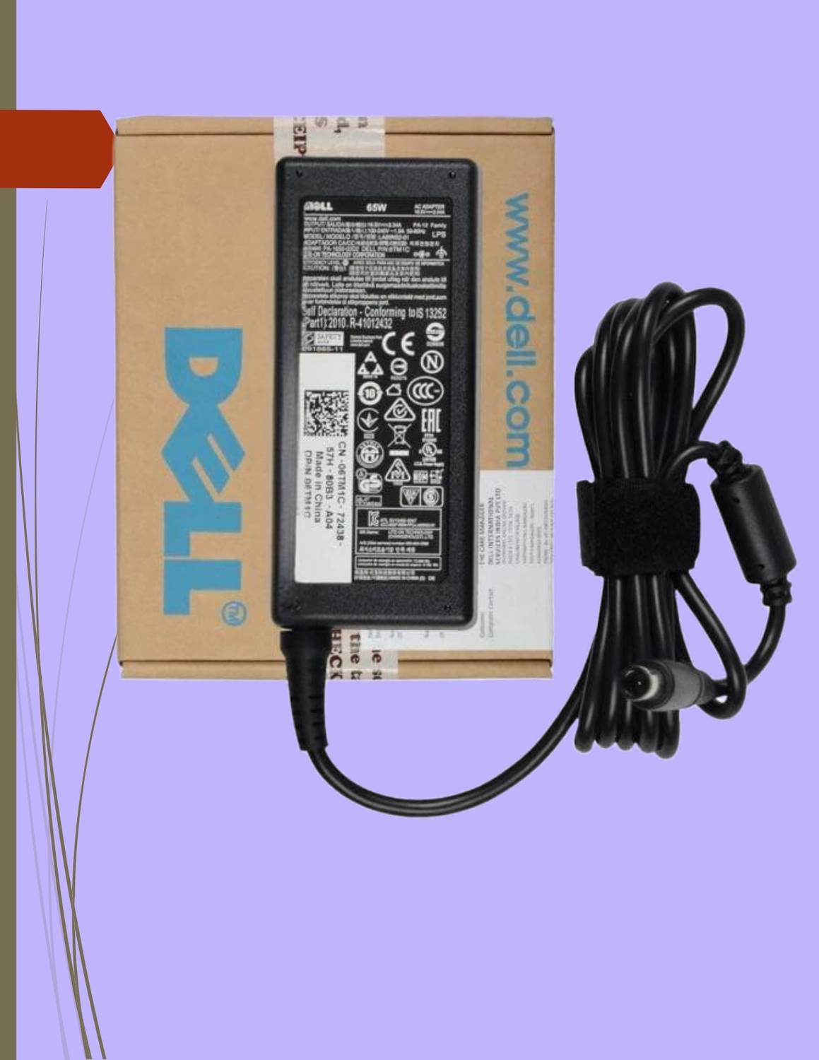 DELL Original Laptop Adaptor for Latitude 3350, 3460, 3470, 19.5V, 3.34A 65 W Adapter