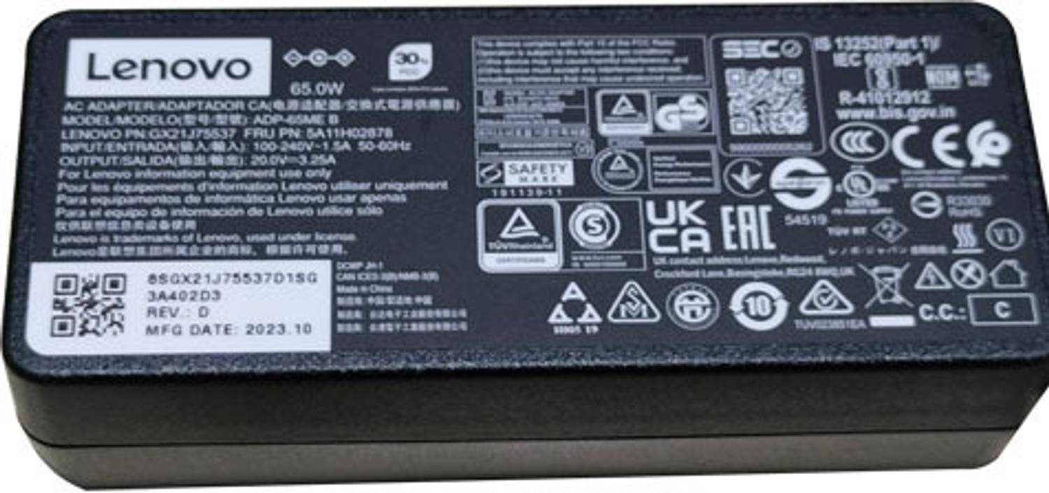 Lenovo ADP-65ME B PN: GX21J75537 65 W Round Tip AC Adapter