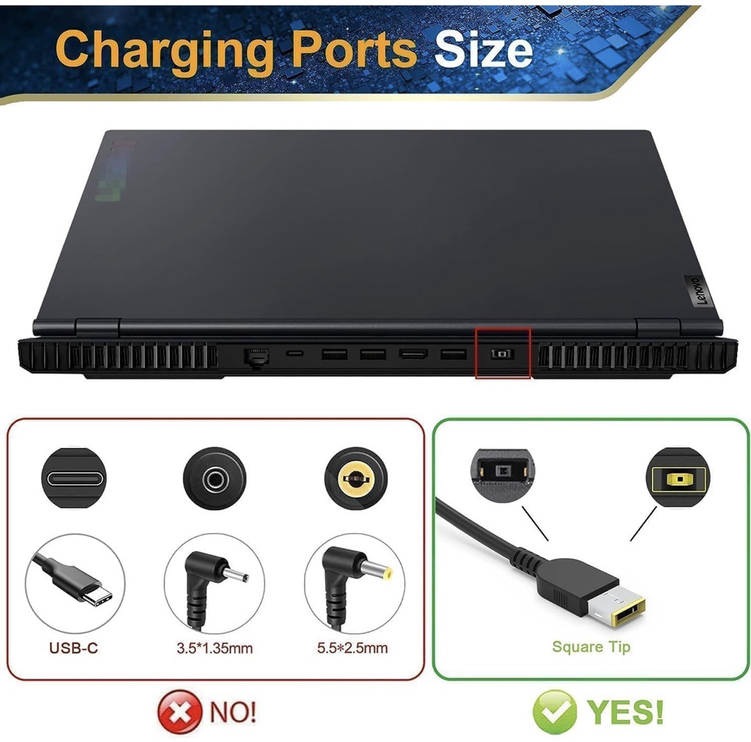 Image of PROFACT POWER 135W USB Silm Charger for Lenovo Thinkpad X1 Extreme 135 W Adapter