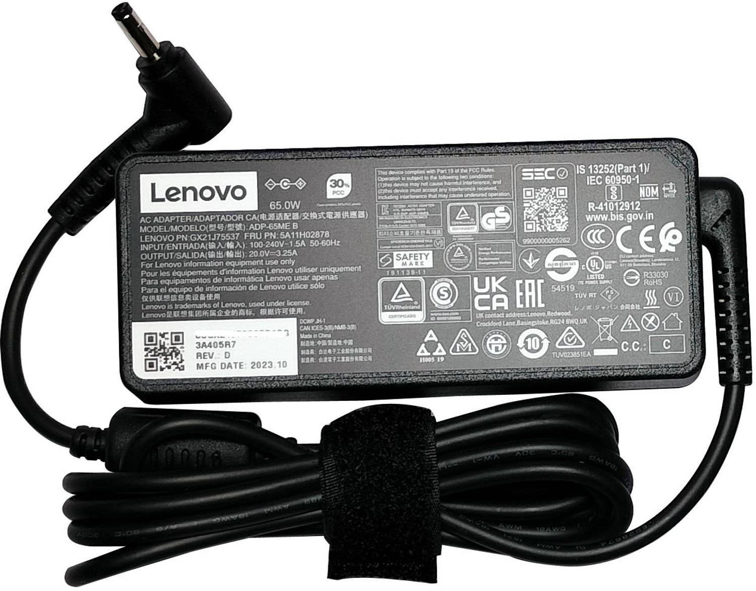 ADPW175 Lenovo ADP-65ME B PN: GX21J75537 65 W Round Tip AC Adapter
