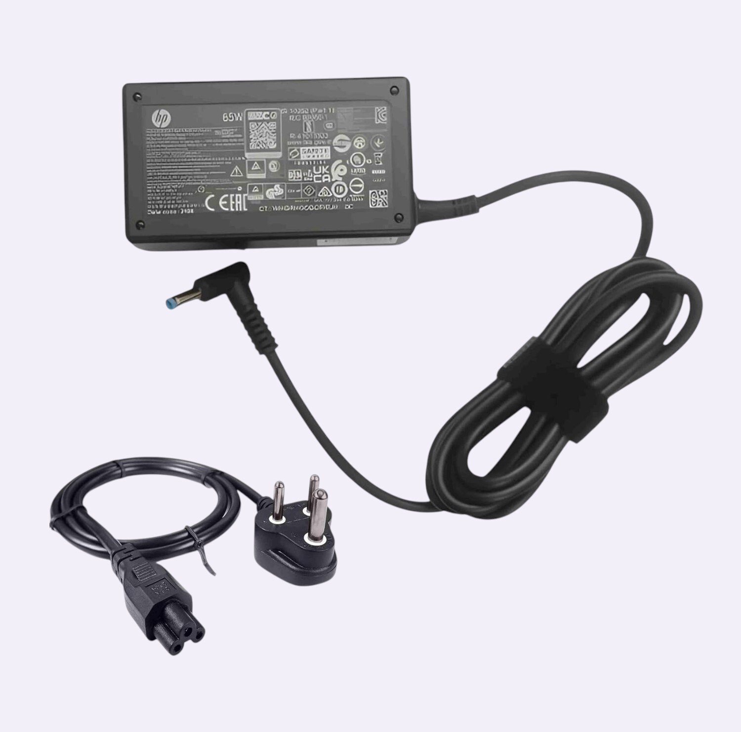 Image of HP 65W Original Laptop Adapter 4.5mm Blue Pin Fast Charger with Cable 65 W Adapter