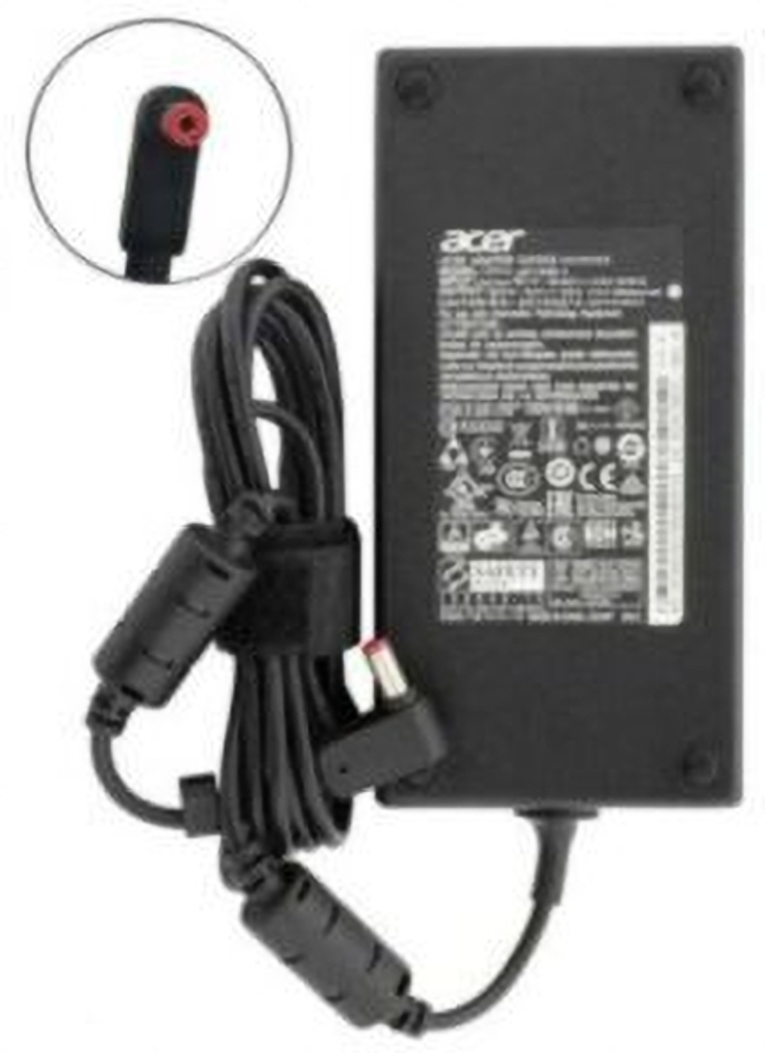 Image of Acer 180W AC Adapter for Gaming Laptops, 19V 9.23A Output, 5.5mm x 1.7mm Connector 180 W Adapter (Power Cord Included)