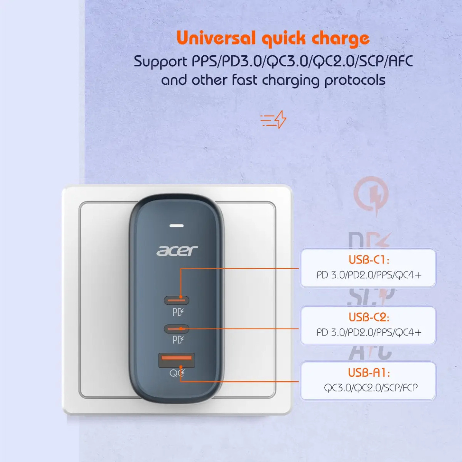 Image of Acer PowerMax 65W GaN USB Charger 65 W Adapter