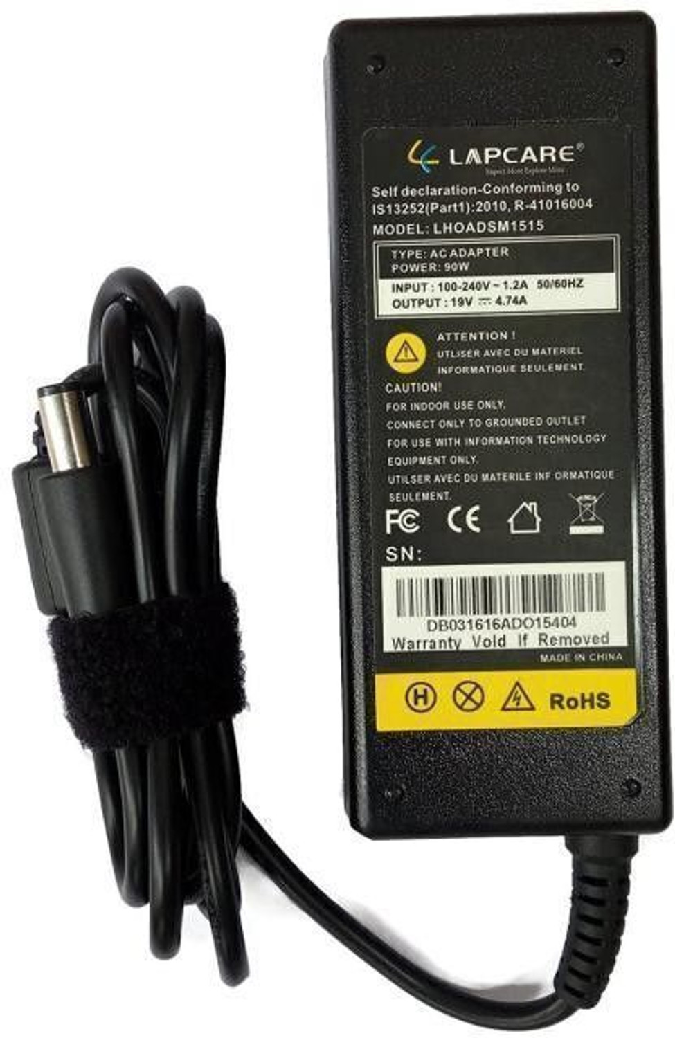 Image of LAPCARE Laptop Compatible Charger Adapter for HP 19v 4.74a 90W Smart 90 W Adapter