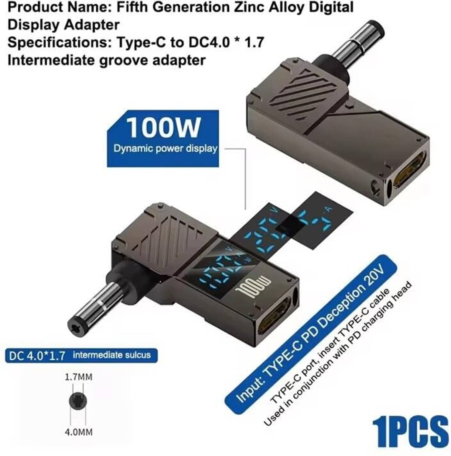 Type C Female - 45x30mm DC-adapter Professionele Efficiënte - 100W PD Usb C Naar Dc Voedingsadapter Voor Laptop