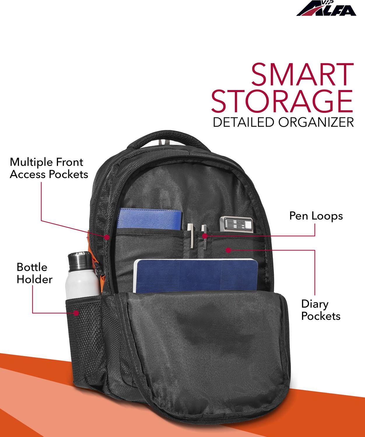 ALFA 15 inch Laptop Backpack Black - Image 4