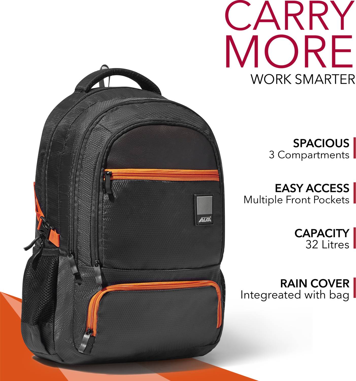 ALFA 15 inch Laptop Backpack Black - Image 3