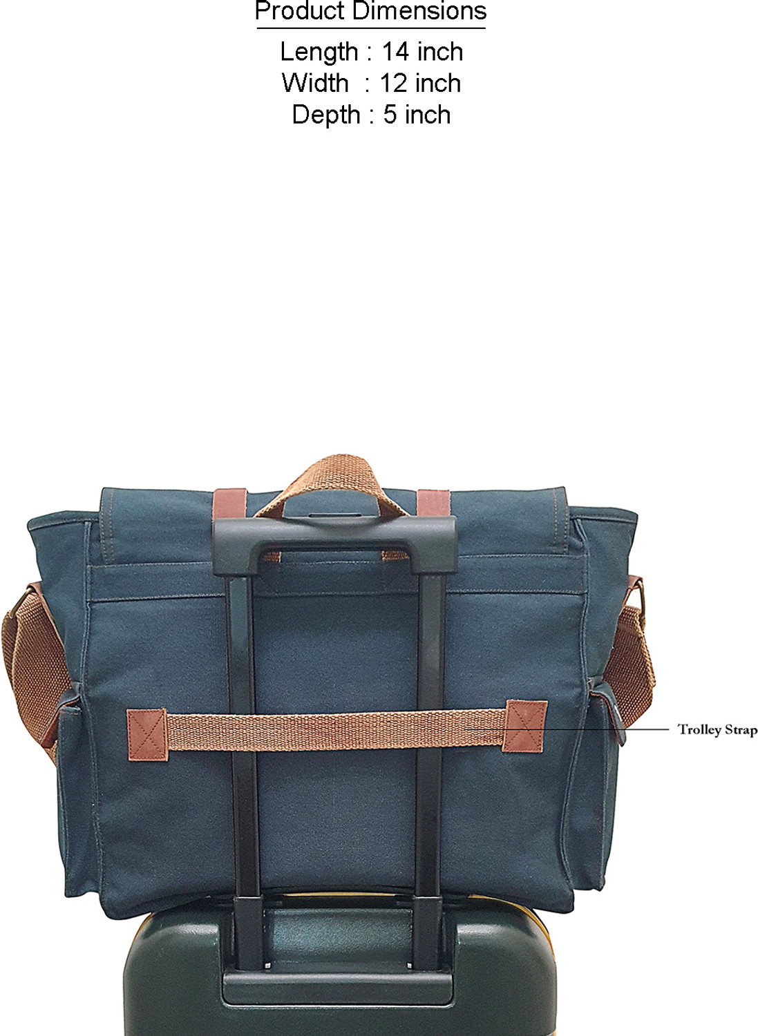 Image of The House of Tara 15 inch Leather Accented Canvas Laptop Messenger Bag (Blue)